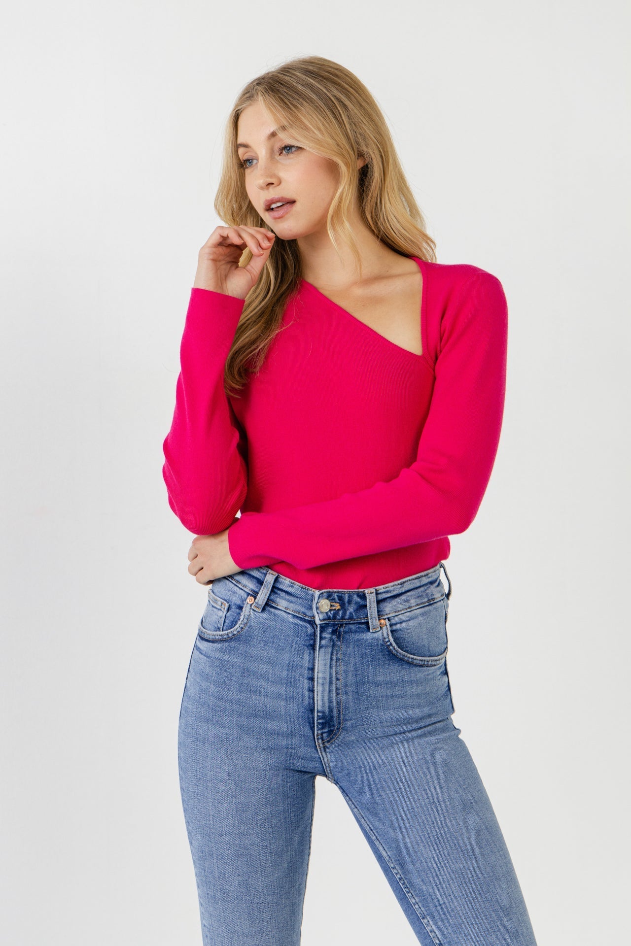 ENDLESS ROSE - Cut out Long Sleeve Knit Top - TOPS available at Objectrare