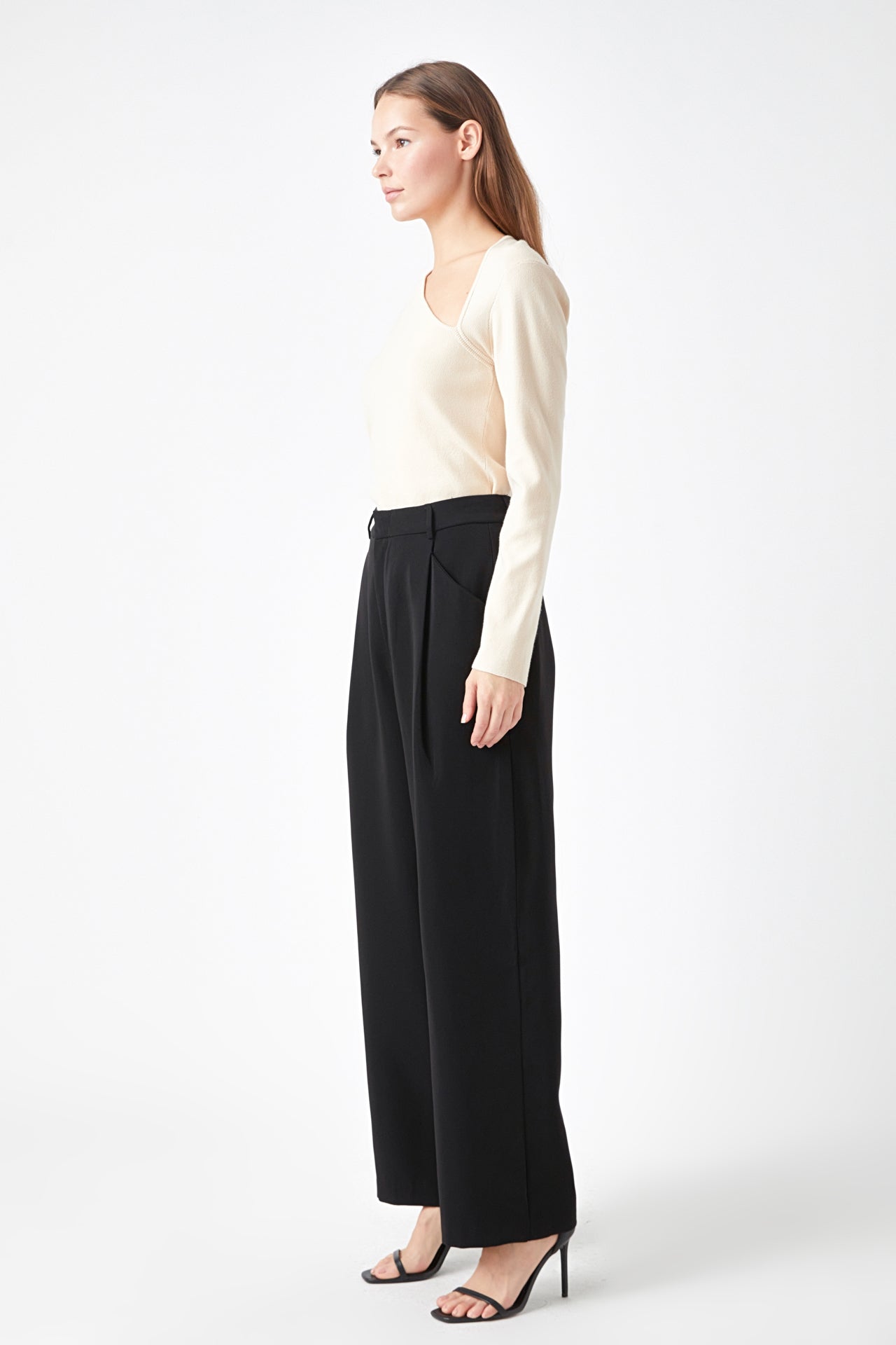 ENDLESS ROSE - Cut out Long Sleeve Knit Top - TOPS available at Objectrare