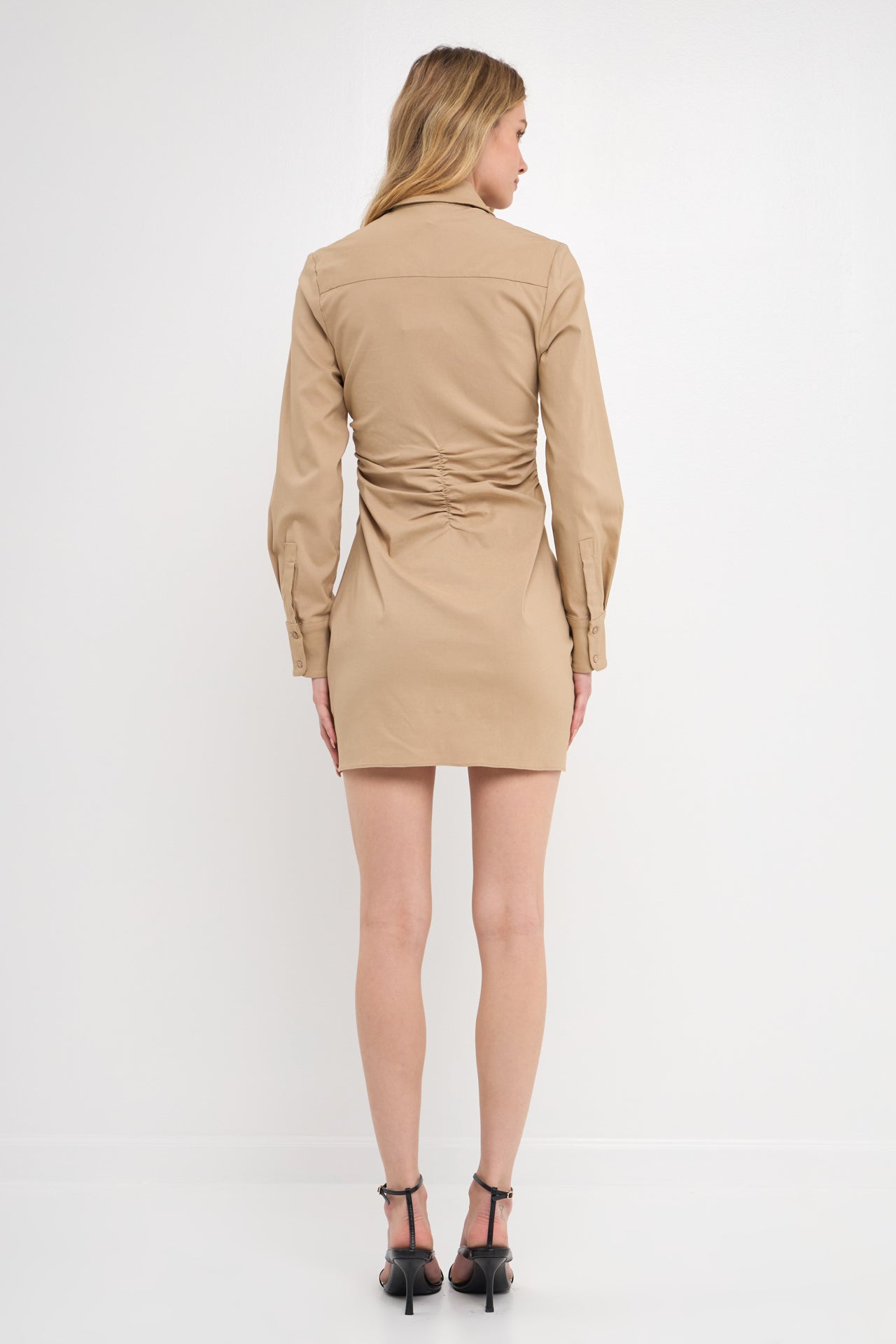 GREY LAB - Collared Front Ruched Dress - DRESSES available at Objectrare