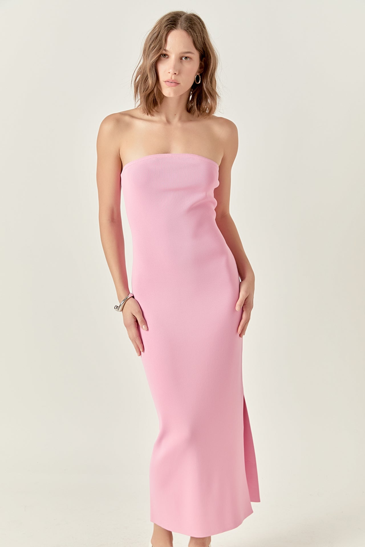 ENDLESS ROSE - Curved Knit Midi Dress - DRESSES available at Objectrare