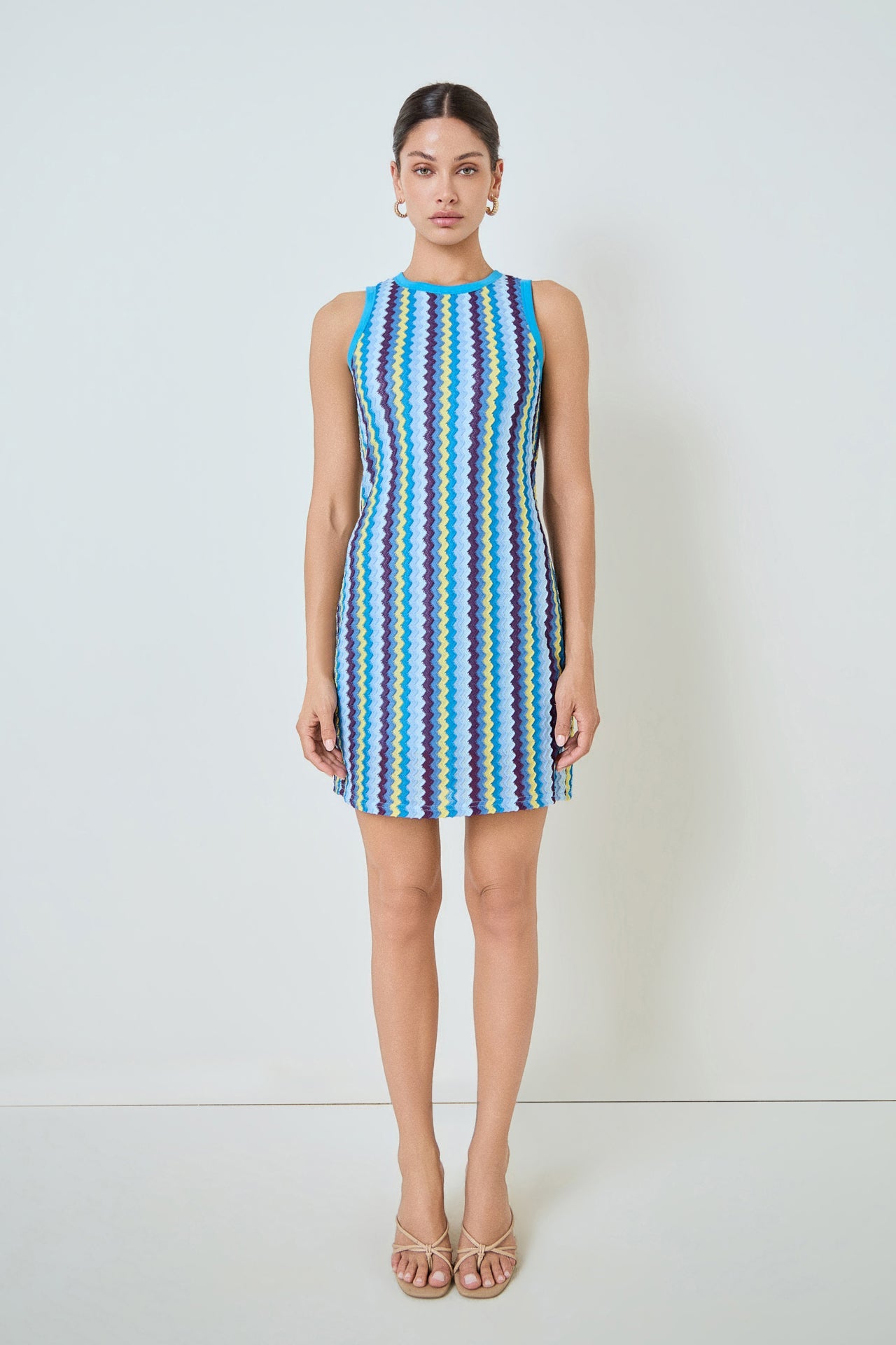 zigzag knit dress Mini MULTI BLUE / L Color:Nude/ Silver Ideal for beach outings july-reshoot Kate Nursing Wrap Sweater