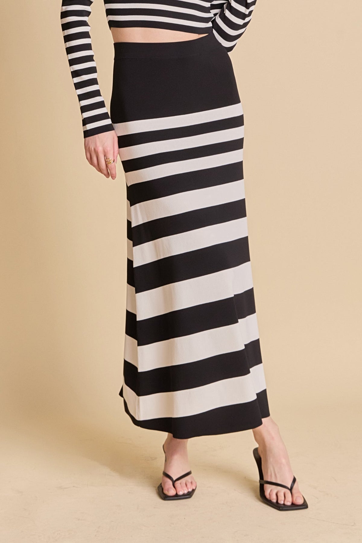 ENDLESS ROSE - Striped Midi Skirt - SKIRTS available at Objectrare
