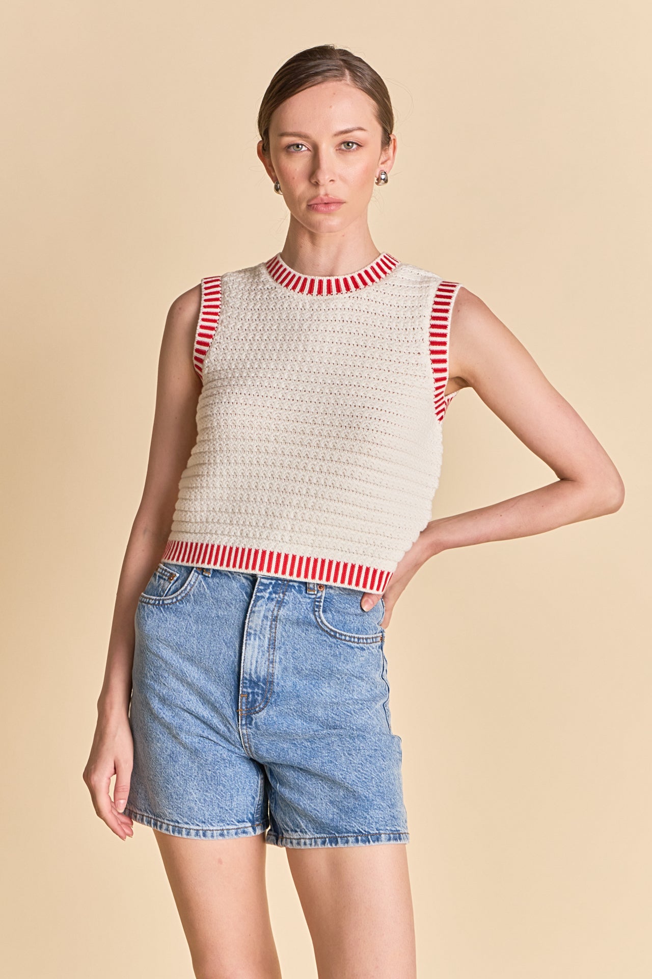 ENDLESS ROSE - Knit Bordered Top - SWEATERS & KNITS available at Objectrare