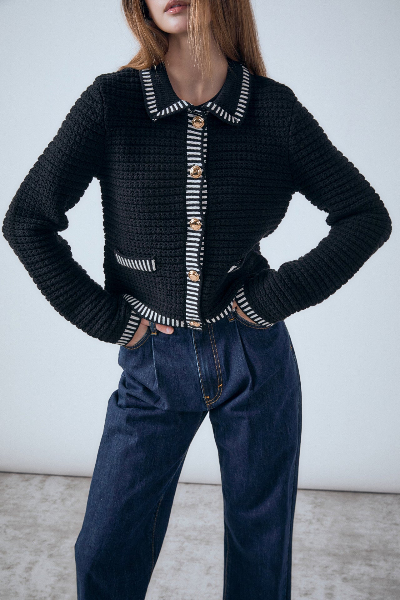 ENDLESS ROSE - Celine Border Buttoned Jacket - SWEATERS & KNITS available at Objectrare