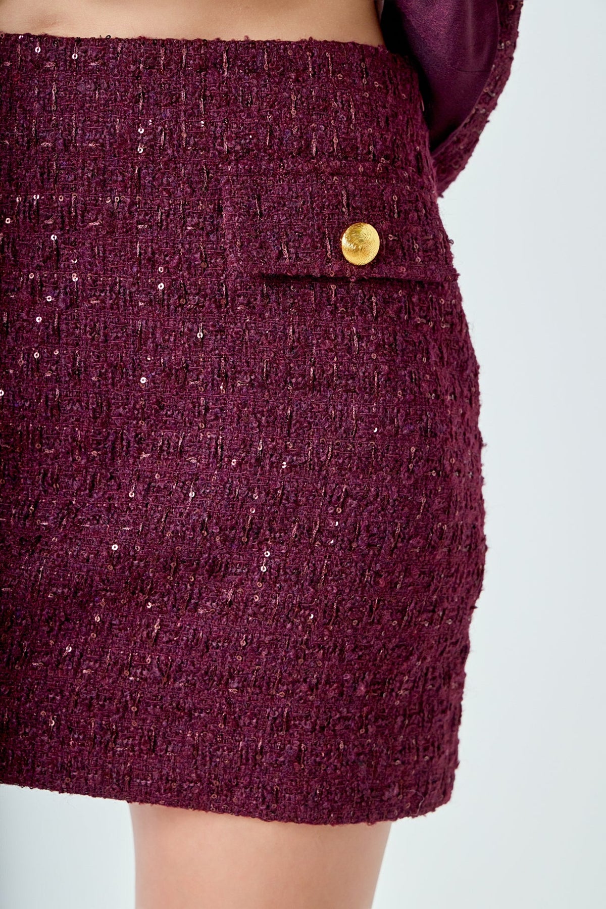 ENDLESS ROSE - Tweed Fringed Mini Skirt - SKIRTS available at Objectrare