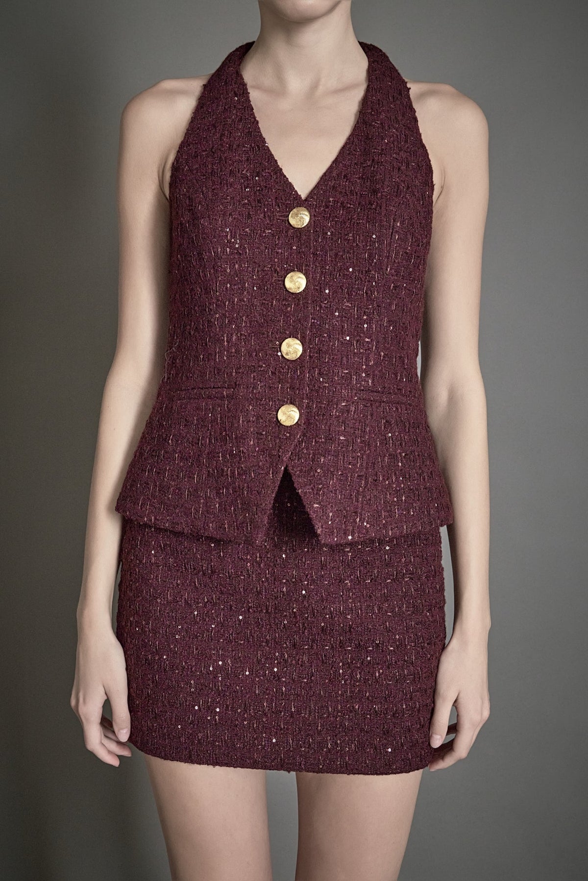 ENDLESS ROSE - Tweed Halter Vest - TOPS available at Objectrare