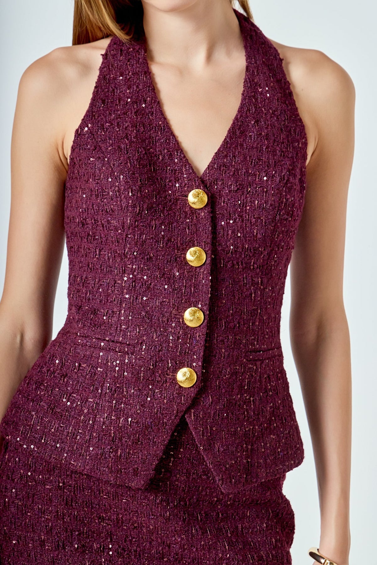 ENDLESS ROSE - Tweed Halter Vest - TOPS available at Objectrare