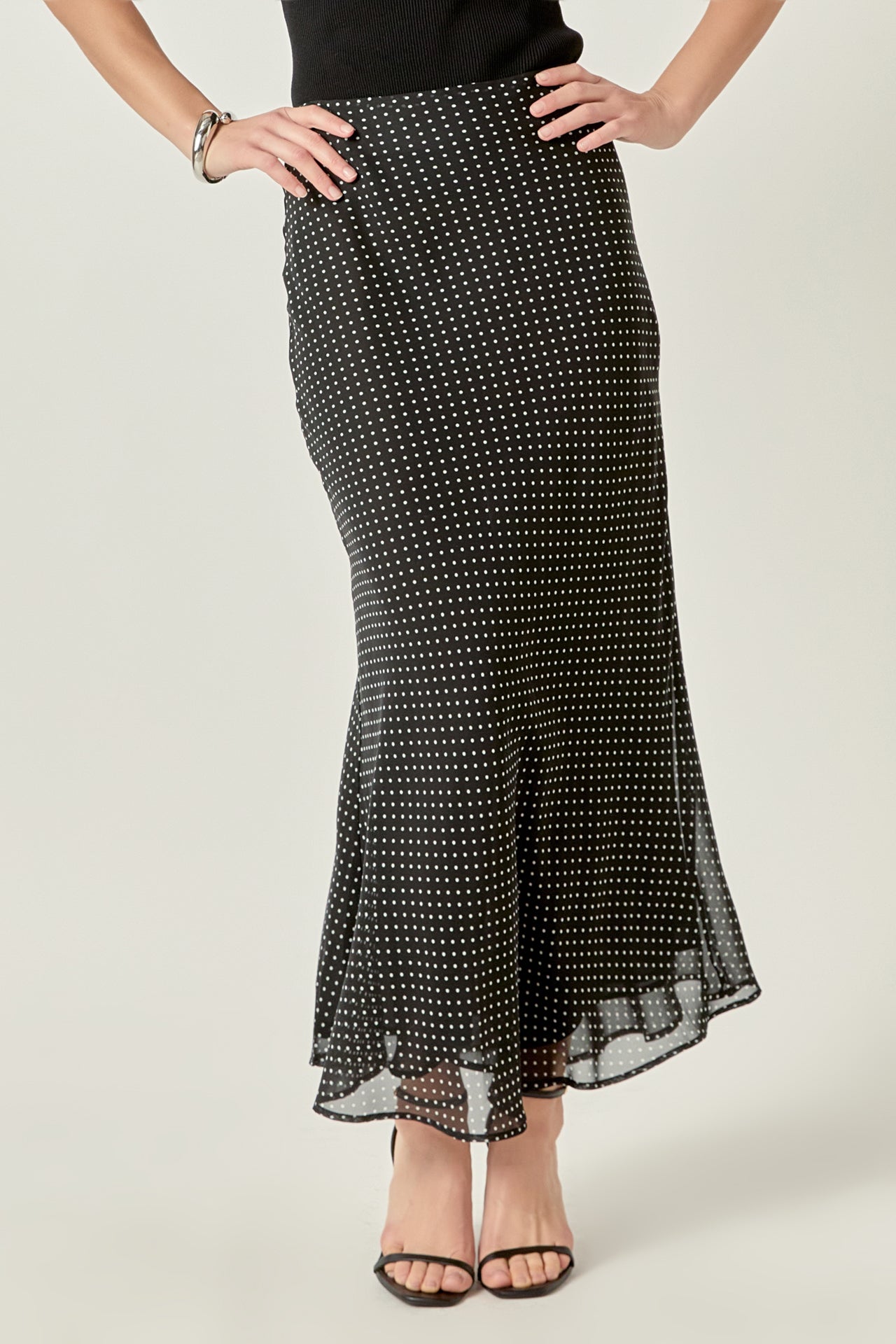 ENDLESS ROSE - Raye Chiffon Polka Dot Maxi Skirt - SKIRTS available at Objectrare