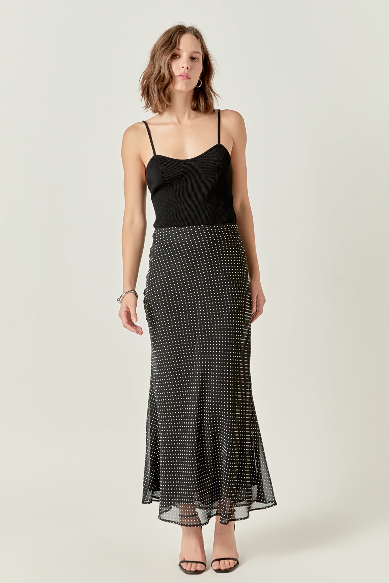 ENDLESS ROSE - Raye Chiffon Polka Dot Maxi Skirt - SKIRTS available at Objectrare