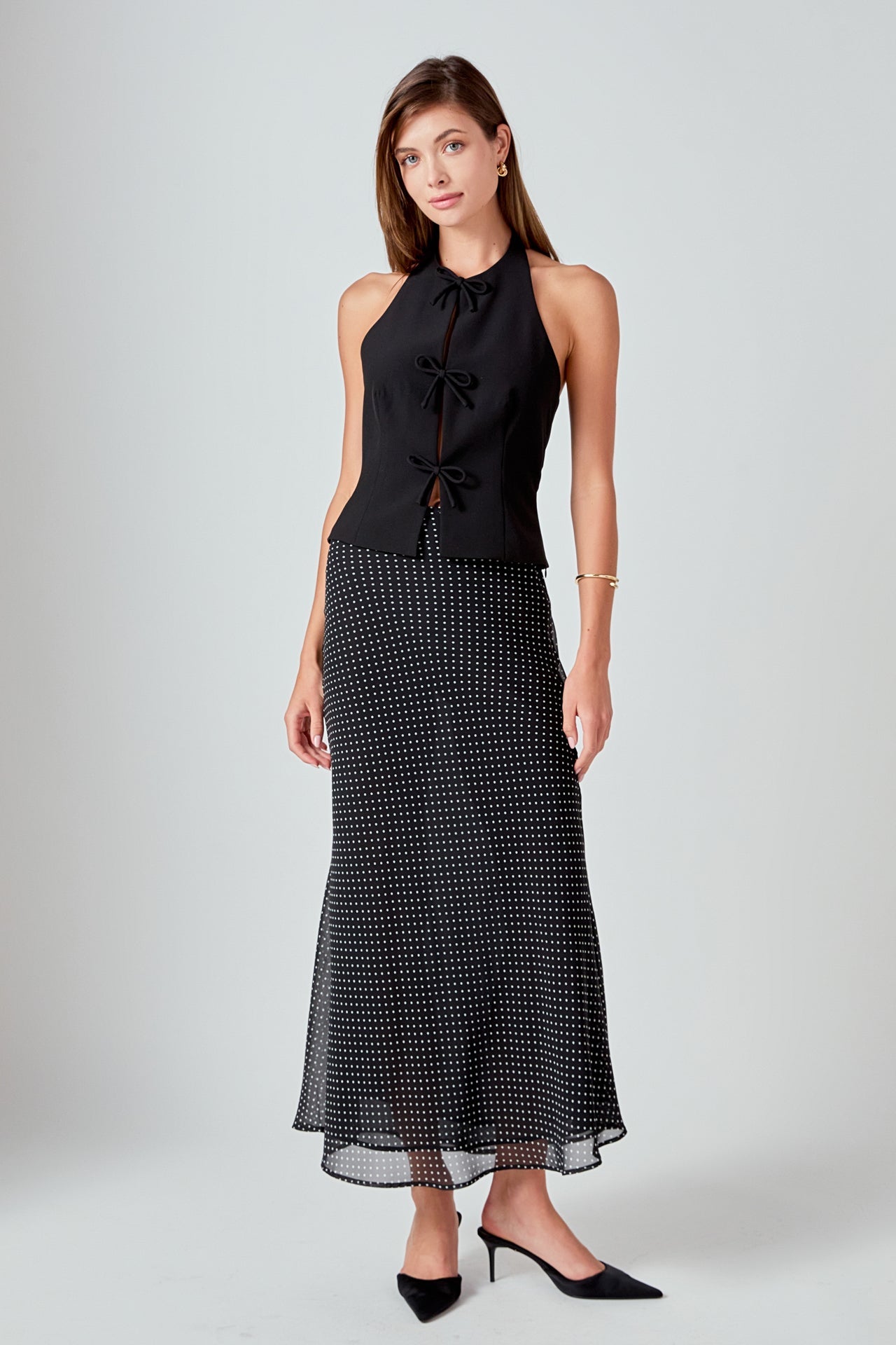 ENDLESS ROSE - Raye Chiffon Polka Dot Maxi Skirt - SKIRTS available at Objectrare