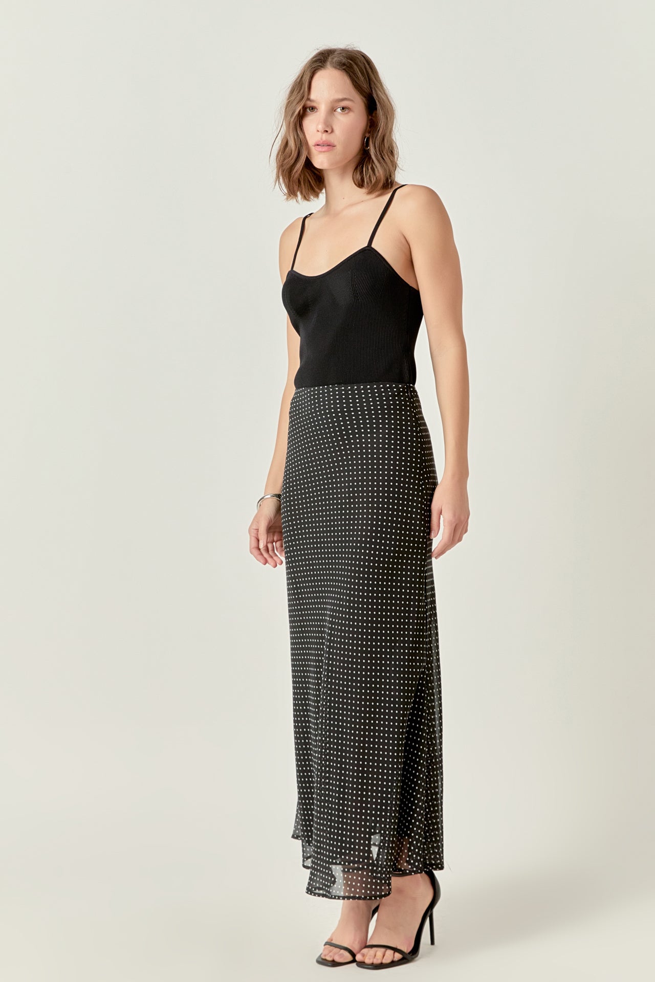 ENDLESS ROSE - Raye Chiffon Polka Dot Maxi Skirt - SKIRTS available at Objectrare