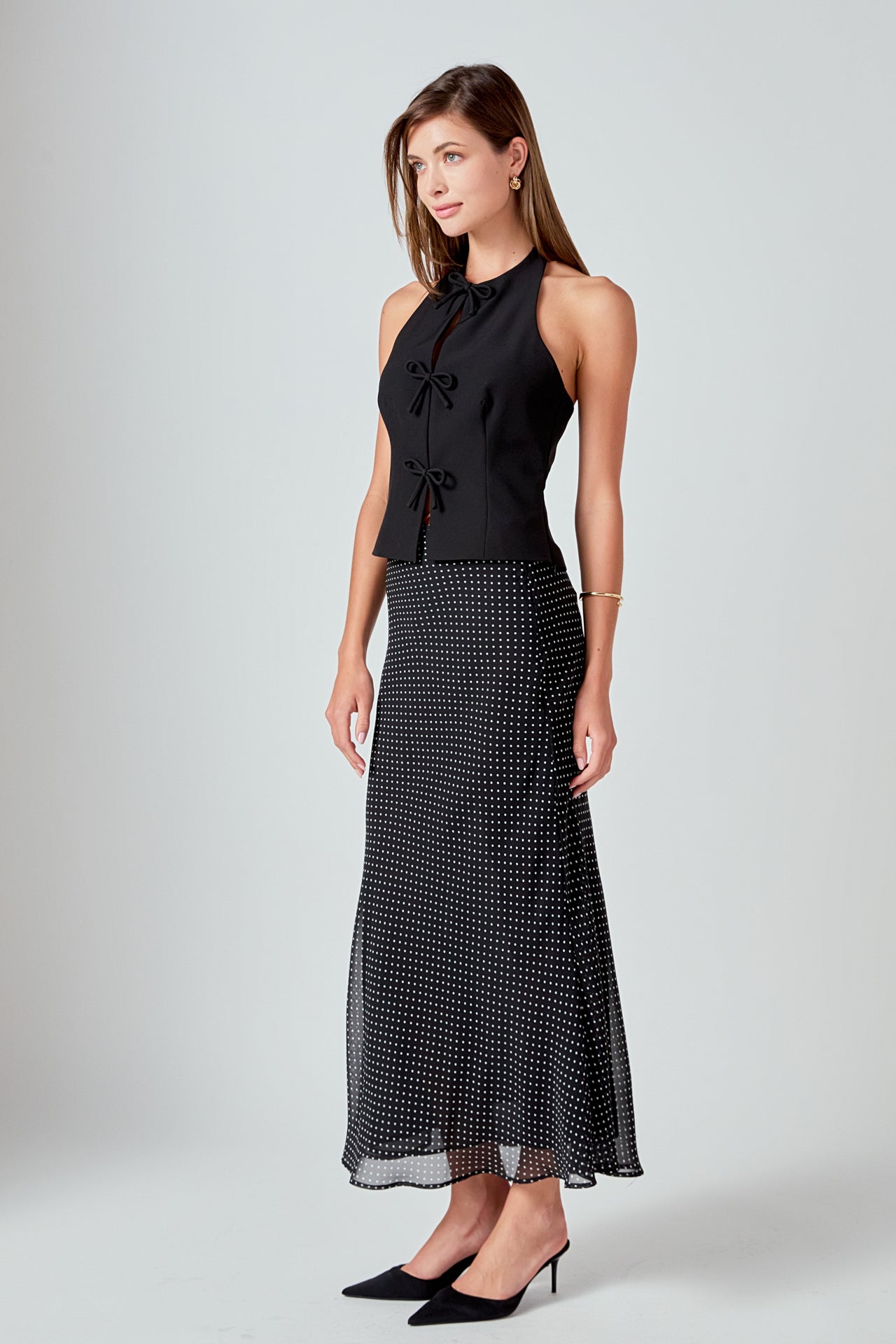 ENDLESS ROSE - Raye Chiffon Polka Dot Maxi Skirt - SKIRTS available at Objectrare