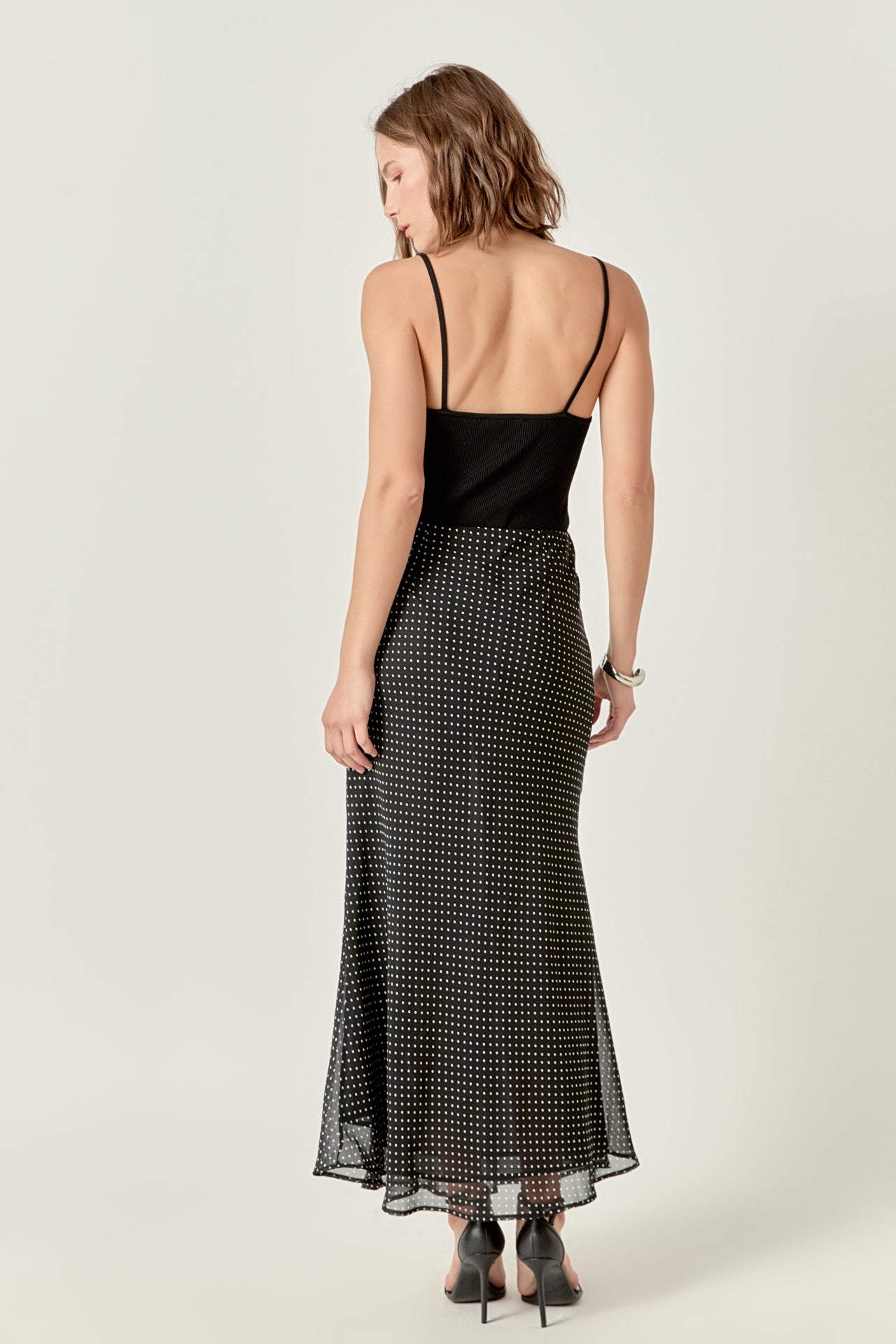 ENDLESS ROSE - Raye Chiffon Polka Dot Maxi Skirt - SKIRTS available at Objectrare