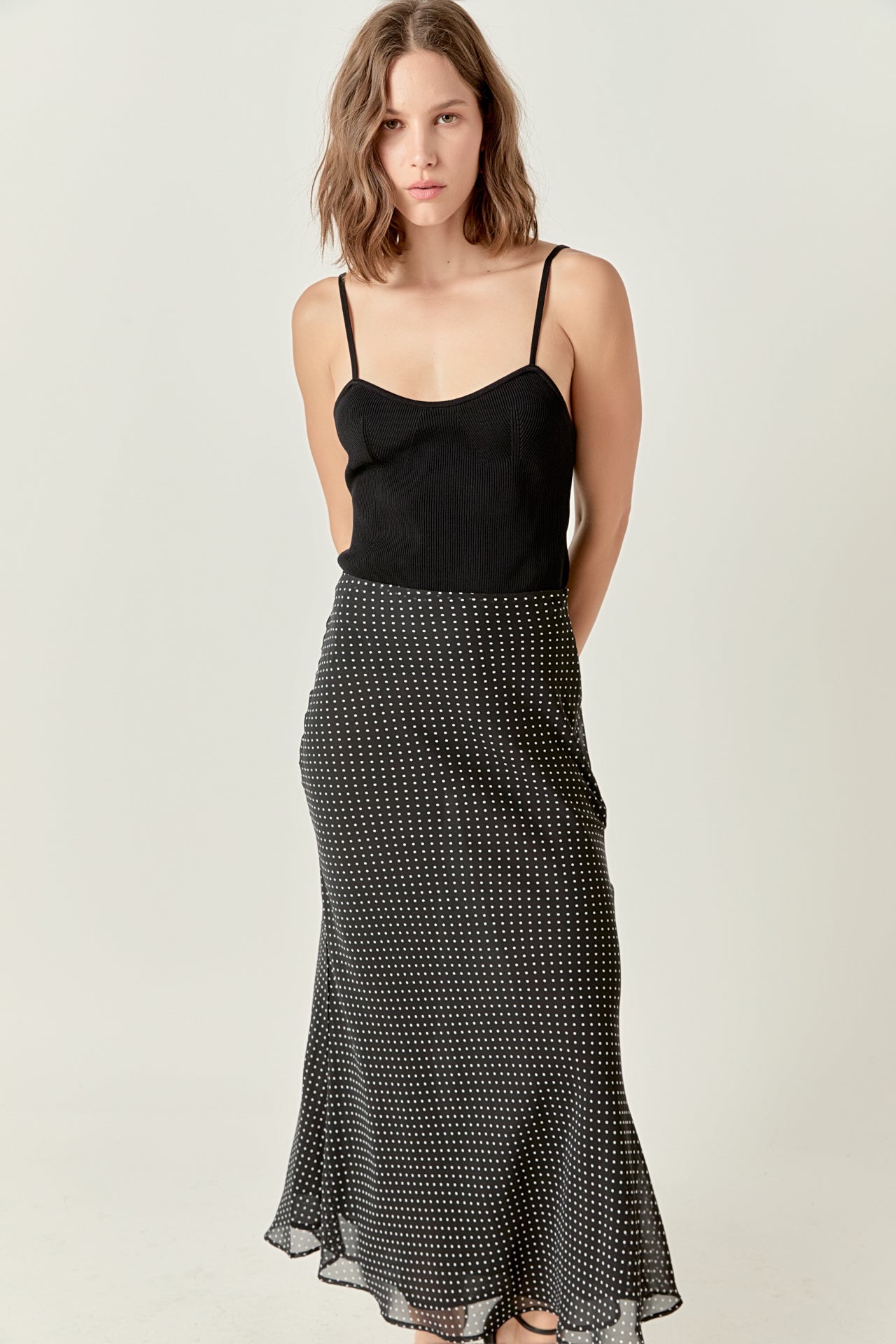 ENDLESS ROSE - Raye Chiffon Polka Dot Maxi Skirt - SKIRTS available at Objectrare