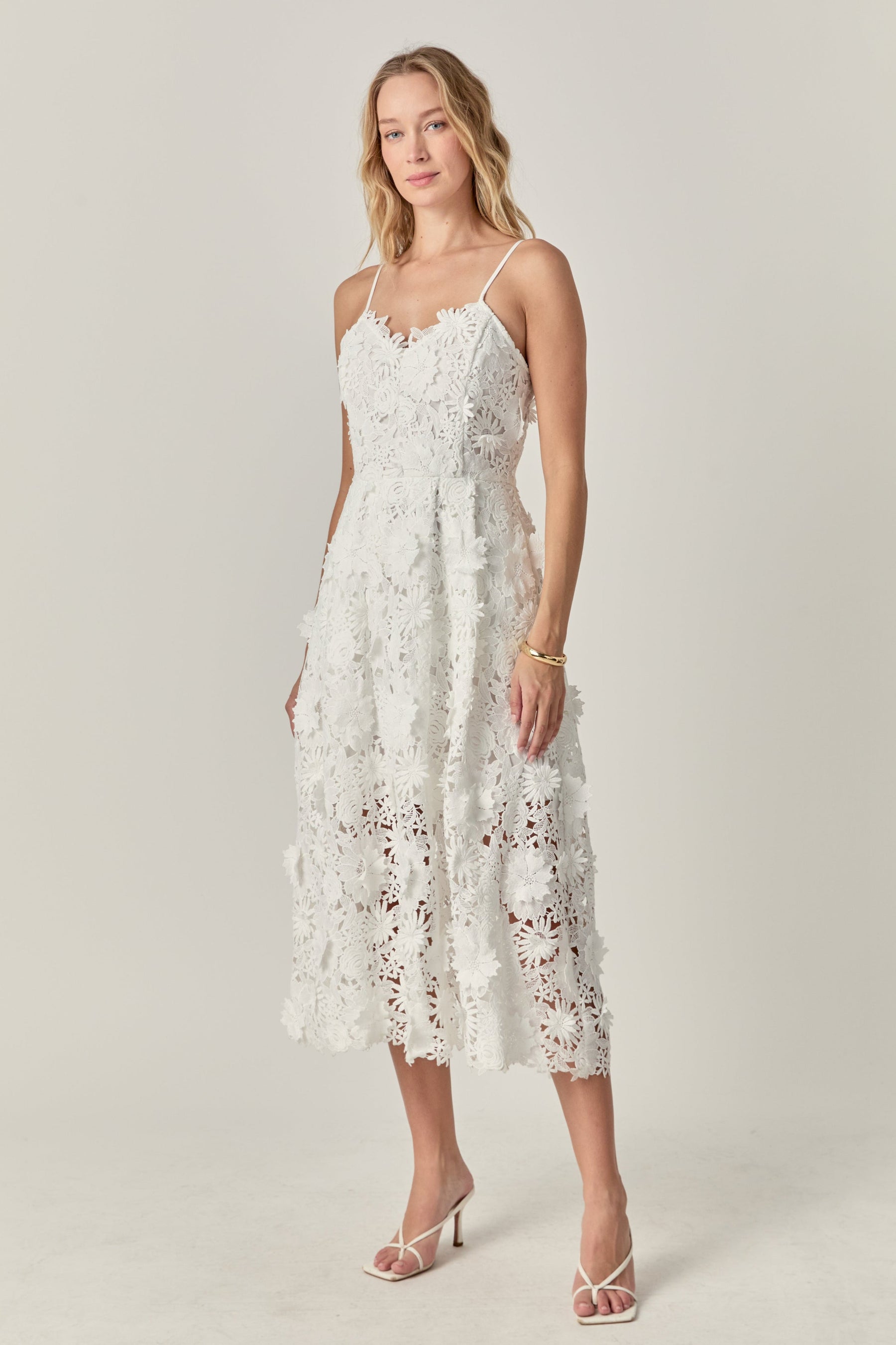 ENDLESS ROSE - 3D Applique Midi Dress - DRESSES available at Objectrare