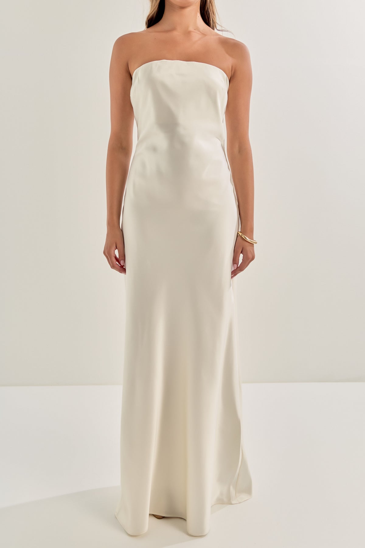 ENDLESS ROSE - Strapless Satin Maxi Dress - DRESSES available at Objectrare