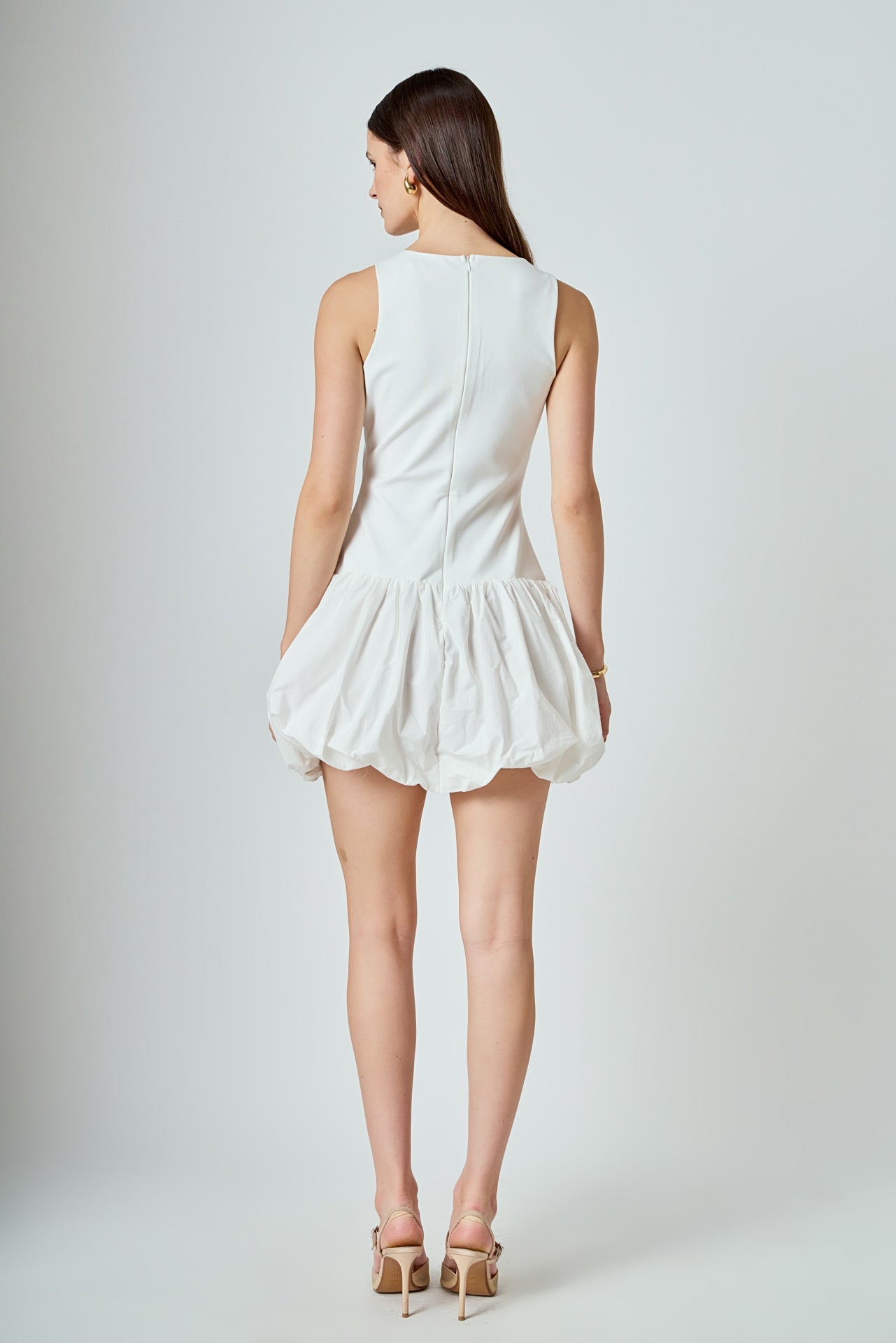 ENDLESS ROSE - Quinn Mixed Media Scoop Neck Blouson Mini Dress - DRESSES available at Objectrare