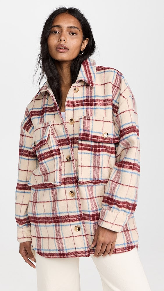ENGLISH FACTORY - Oversized Plaid Shacket with Pockets - COATS available at Objectrare