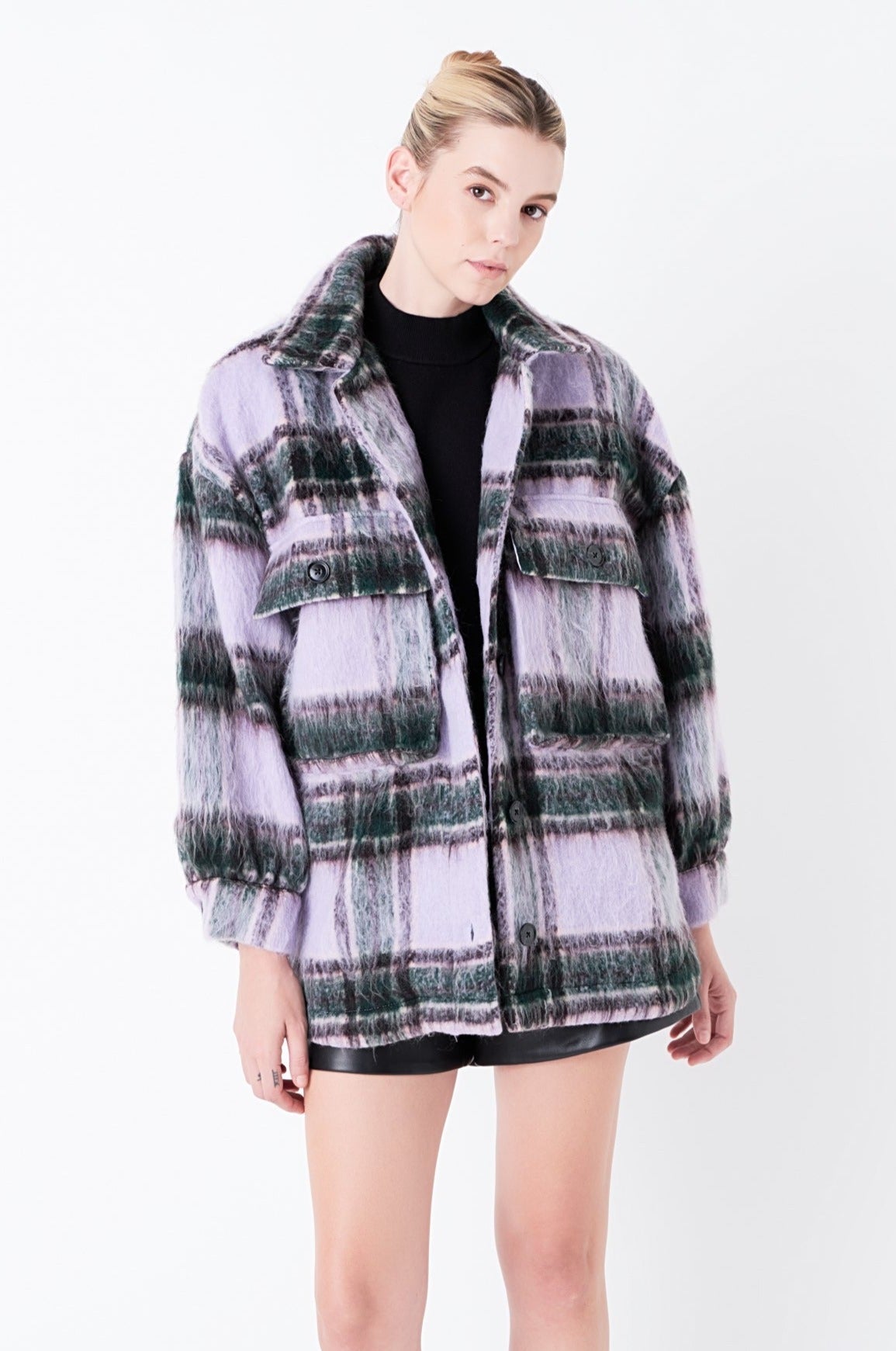 GREY LAB - Oversized Plaid Shacket with Pockets - COATS available at Objectrare