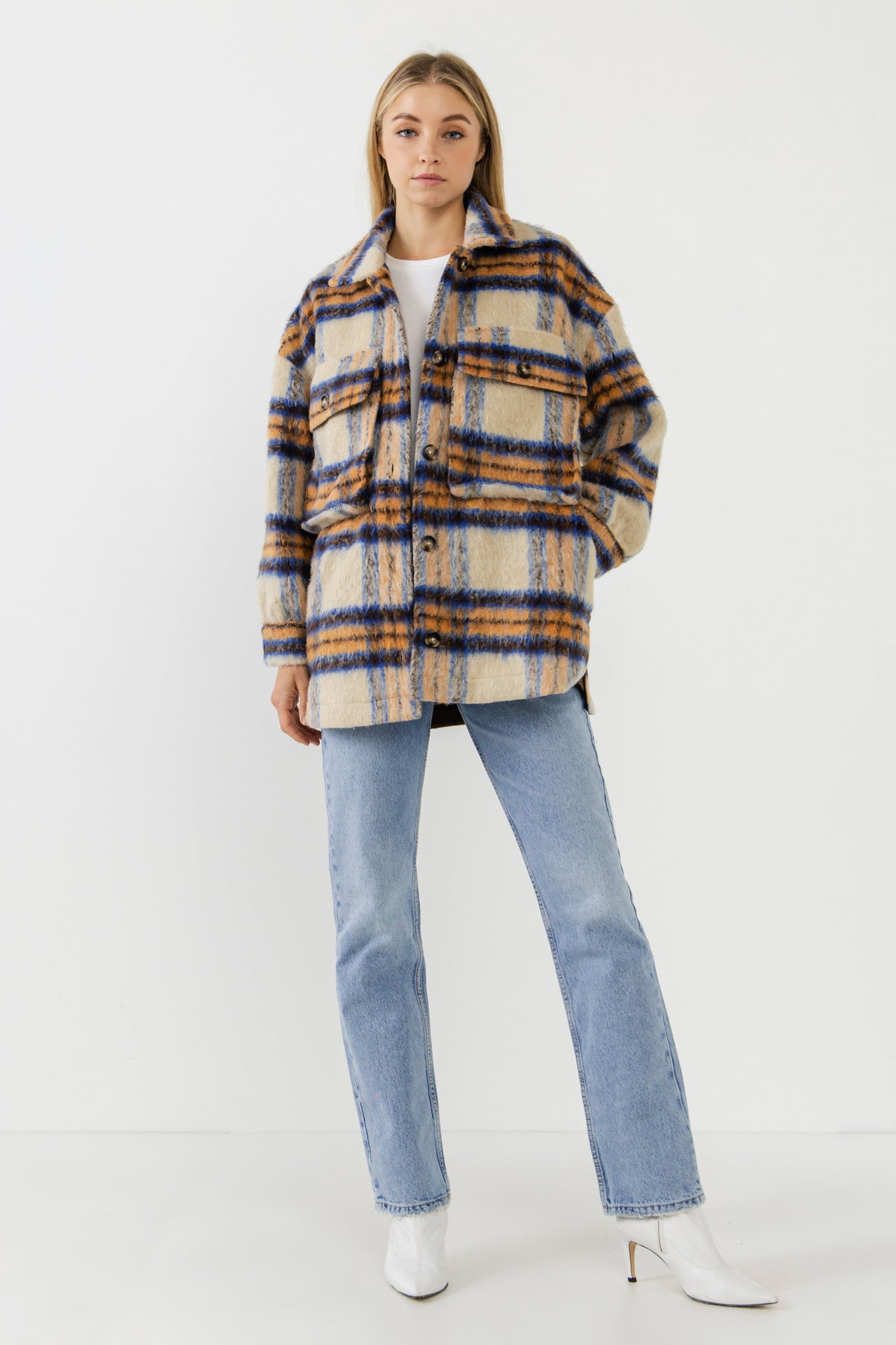 ENGLISH FACTORY - Oversized Plaid Shacket with Pockets - COATS available at Objectrare