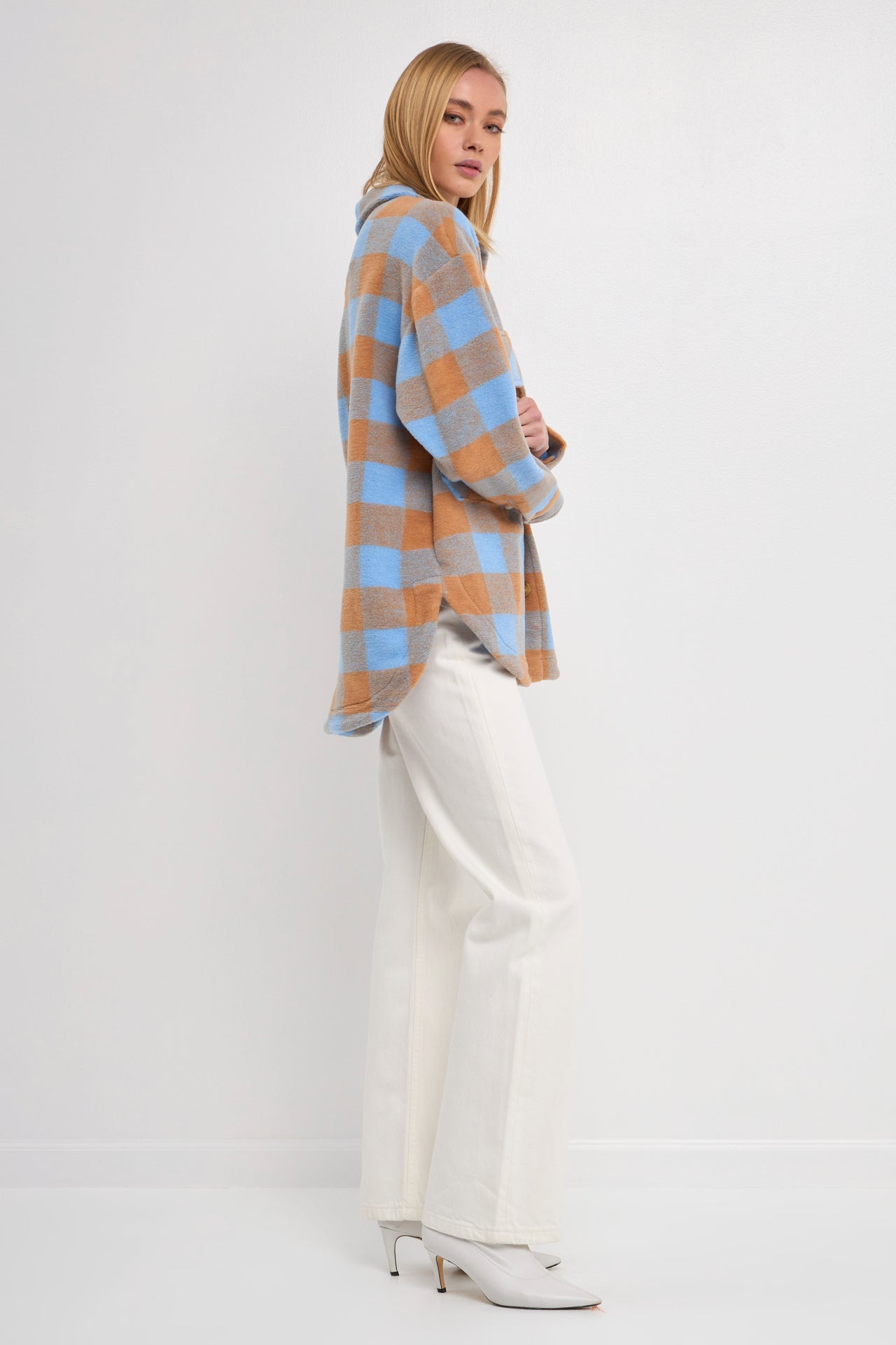 ENGLISH FACTORY - Gingham Shacket with Front Double Pockets - JACKETS available at Objectrare