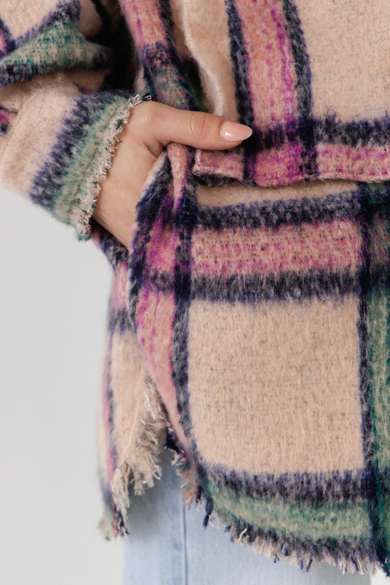FREE THE ROSES - Oversized Plaid Coat with Raw Edges - JACKETS available at Objectrare