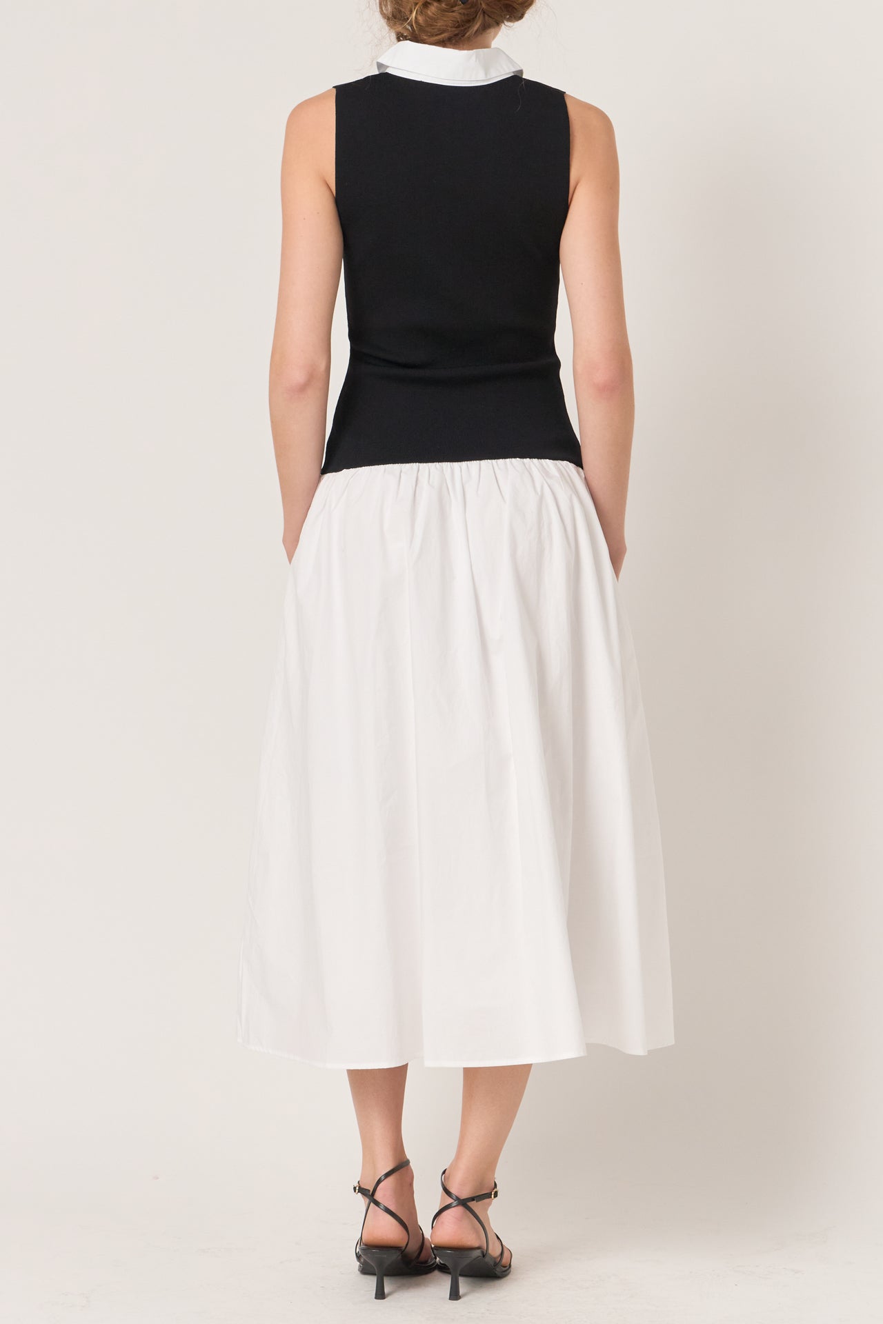 Mixed Media Cotton Polo Midi Dress