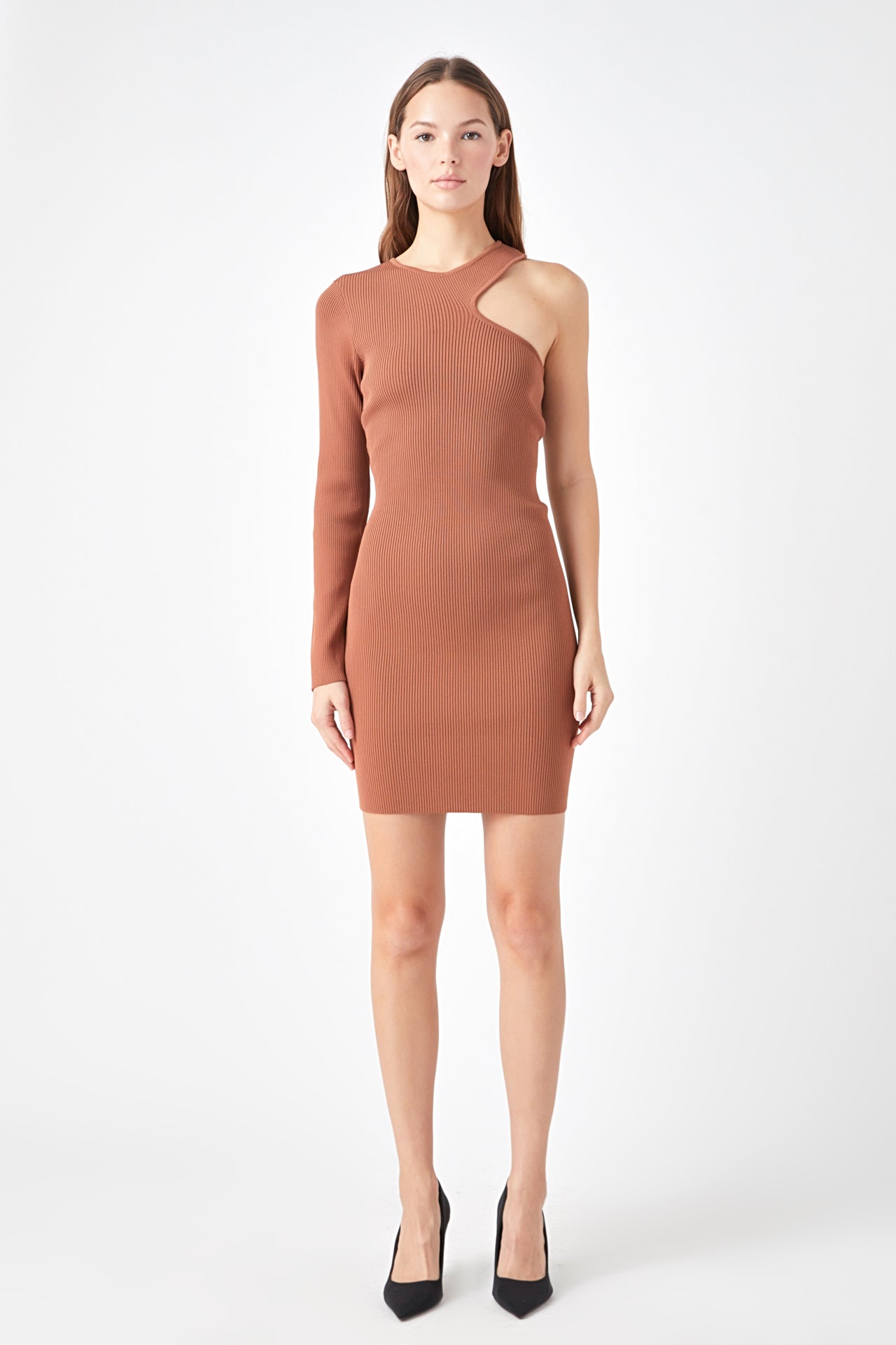 ENDLESS ROSE - Cut Out One-Sleeve Knit Dress - DRESSES available at Objectrare