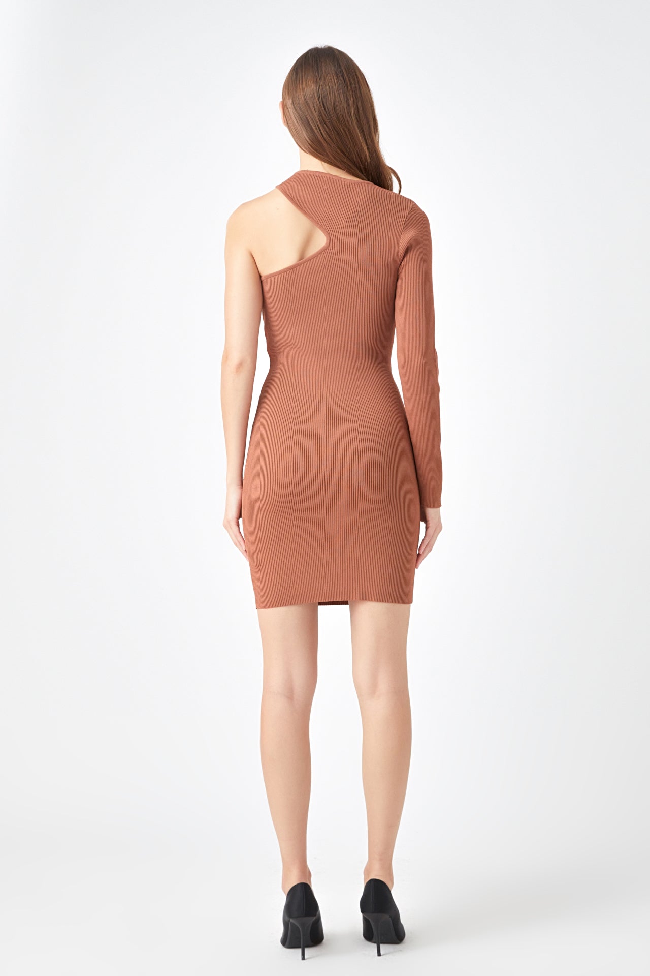 ENDLESS ROSE - Cut Out One-Sleeve Knit Dress - DRESSES available at Objectrare