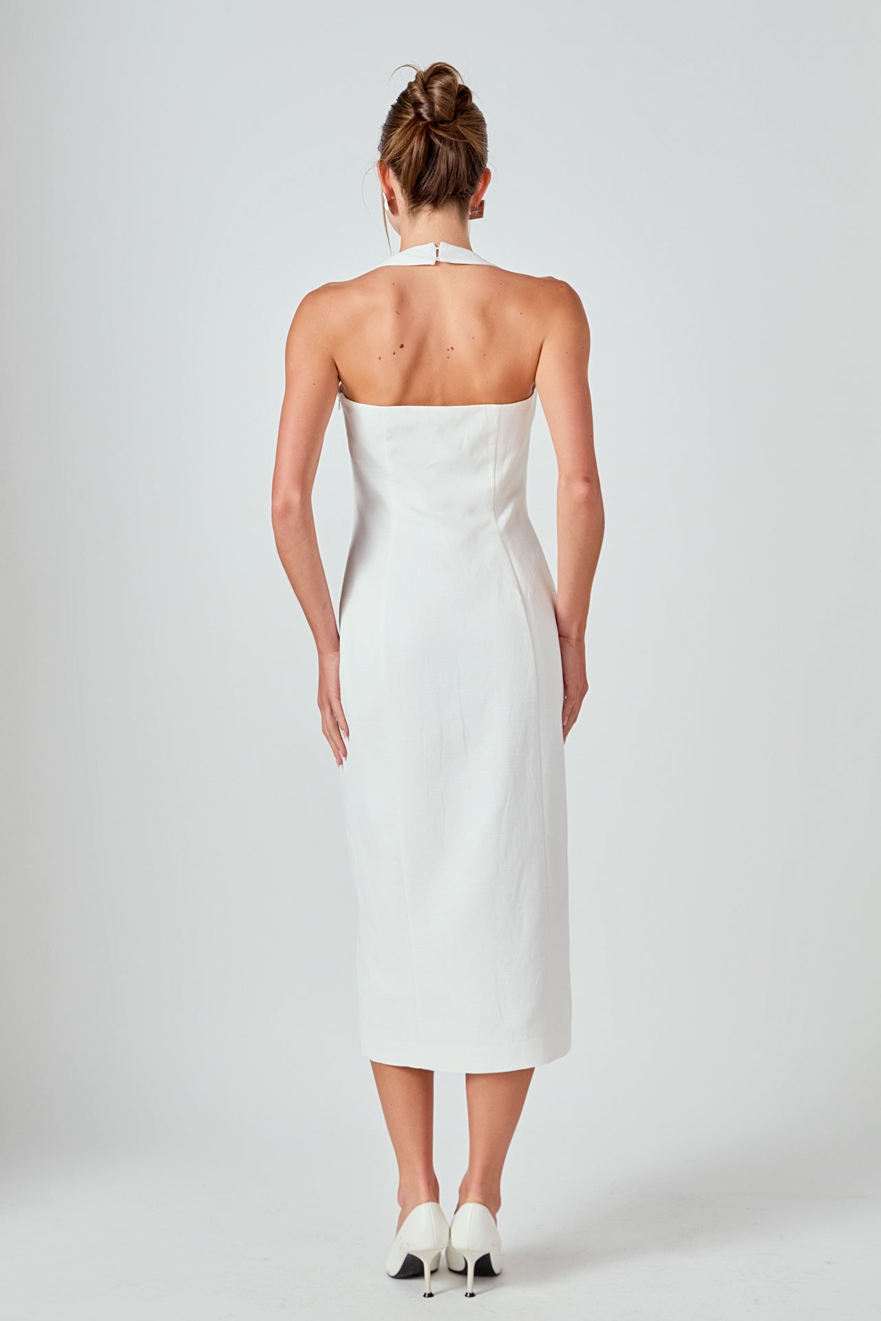 MARSY - Linen Halter Neck Midi Dress - DRESSES available at Objectrare