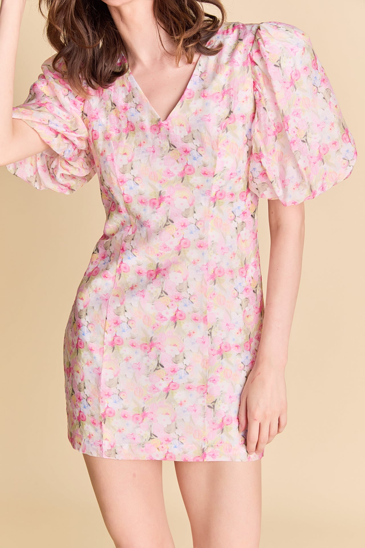 LA'VEN - Puff Sleeve Fitted Mini Dress - DRESSES available at Objectrare