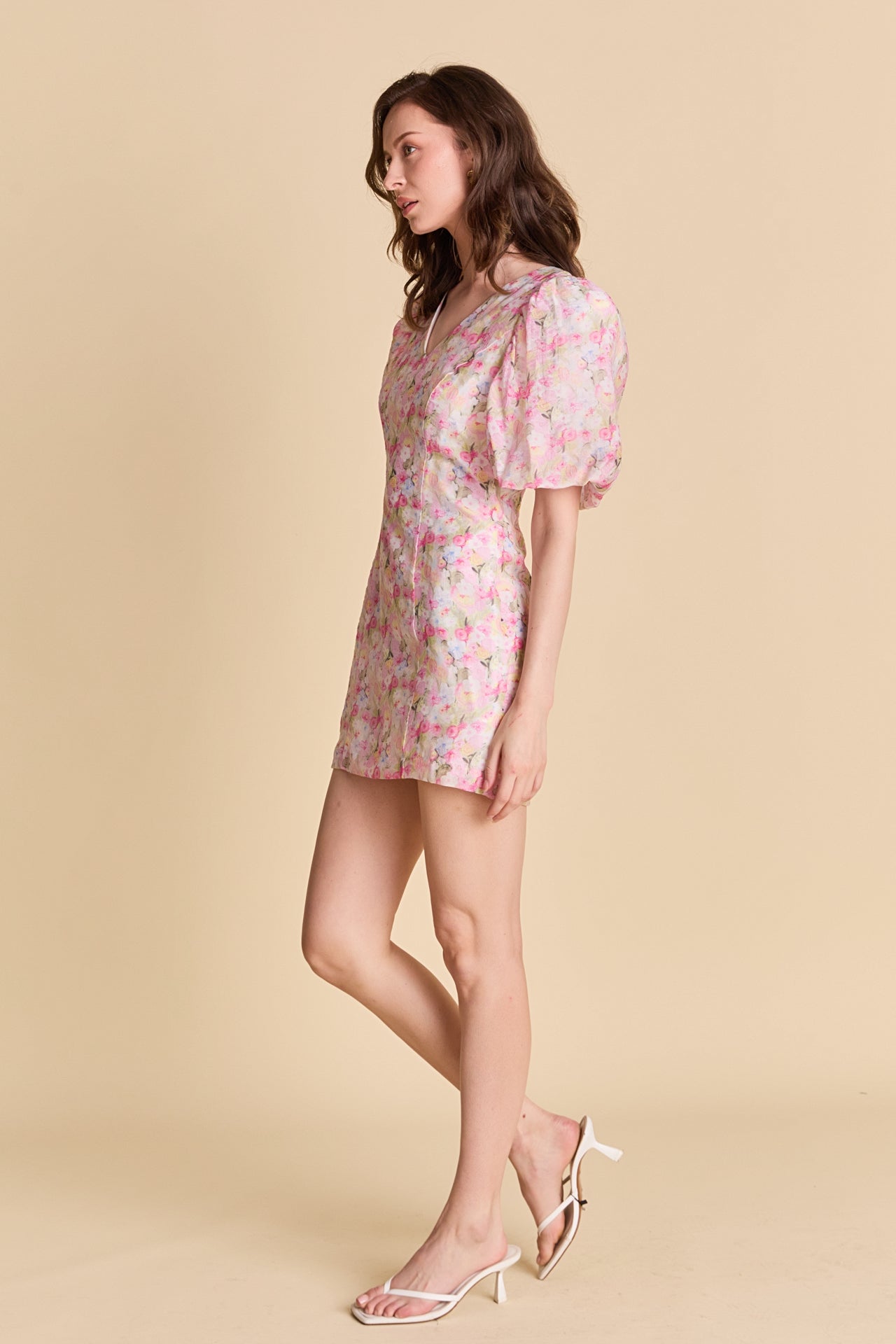 LA'VEN - Puff Sleeve Fitted Mini Dress - DRESSES available at Objectrare