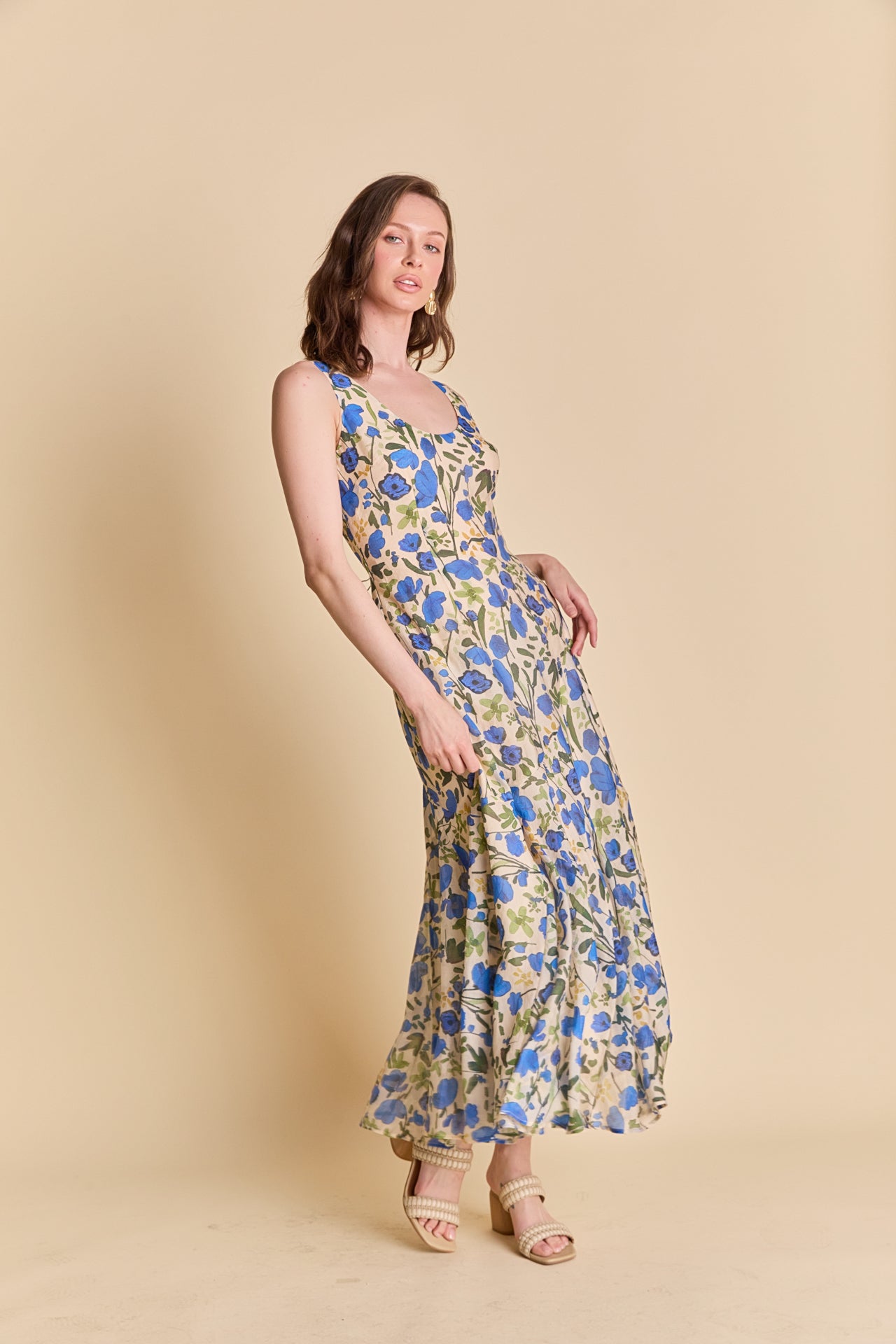 LA'VEN - Floral Print Cotton Midi Dress - DRESSES available at Objectrare