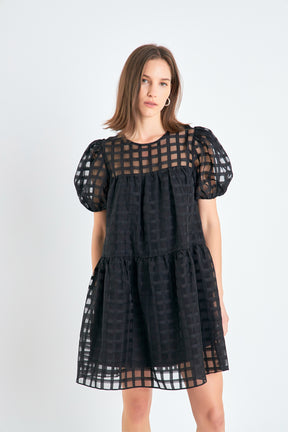 ENGLISH FACTORY - Gridded Organza Mini Dress - DRESSES available at Objectrare