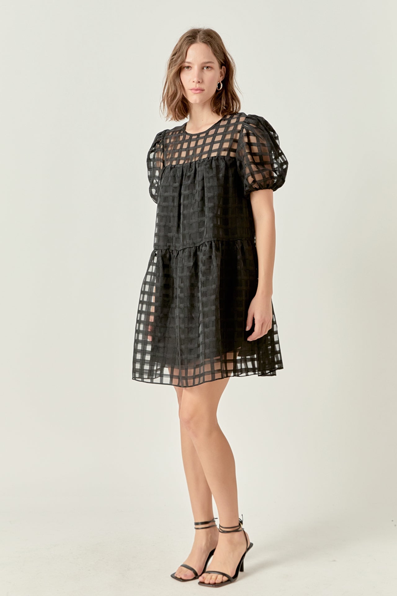 ENGLISH FACTORY - Gridded Organza Mini Dress - DRESSES available at Objectrare