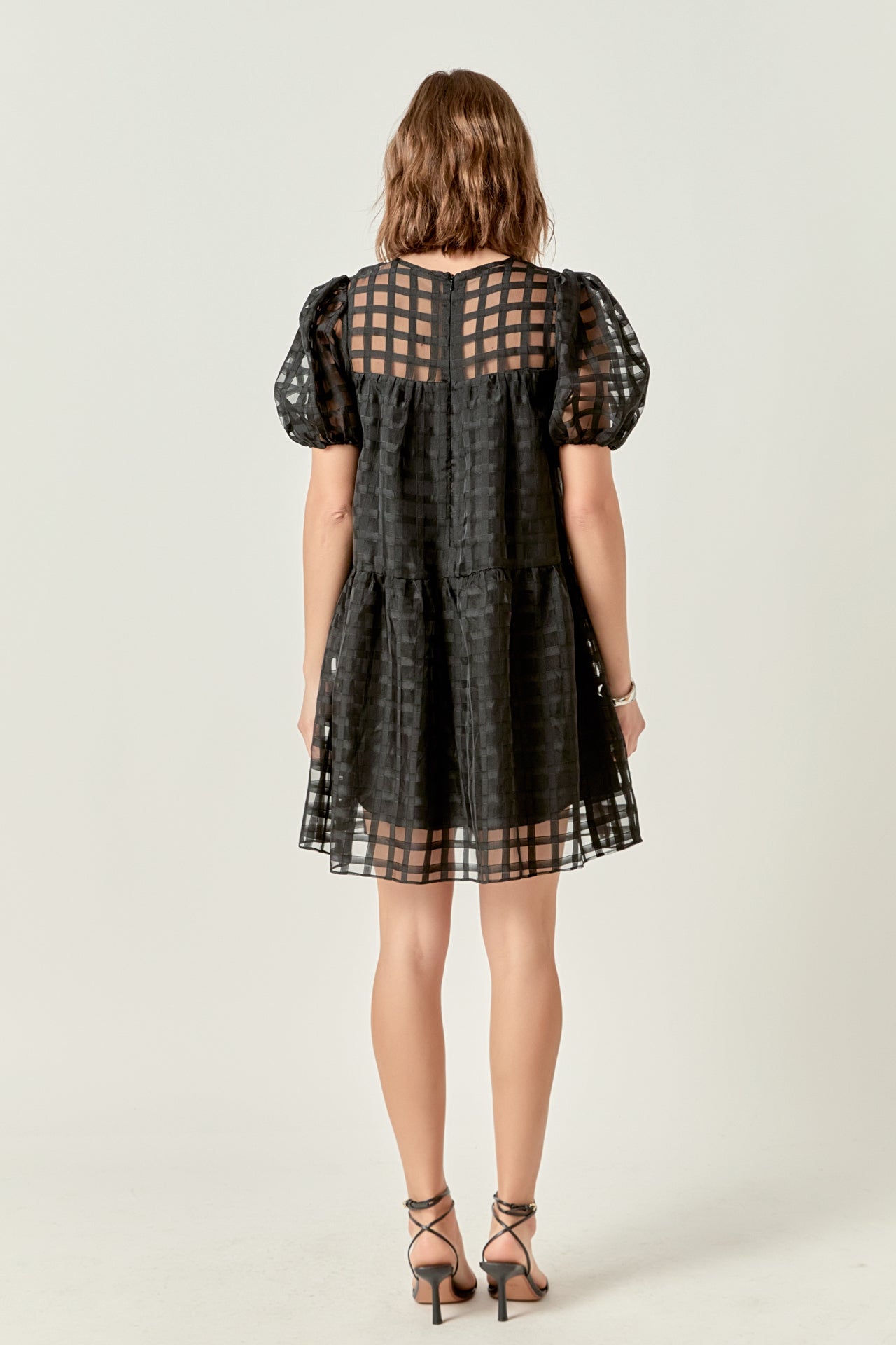 ENGLISH FACTORY - Gridded Organza Mini Dress - DRESSES available at Objectrare