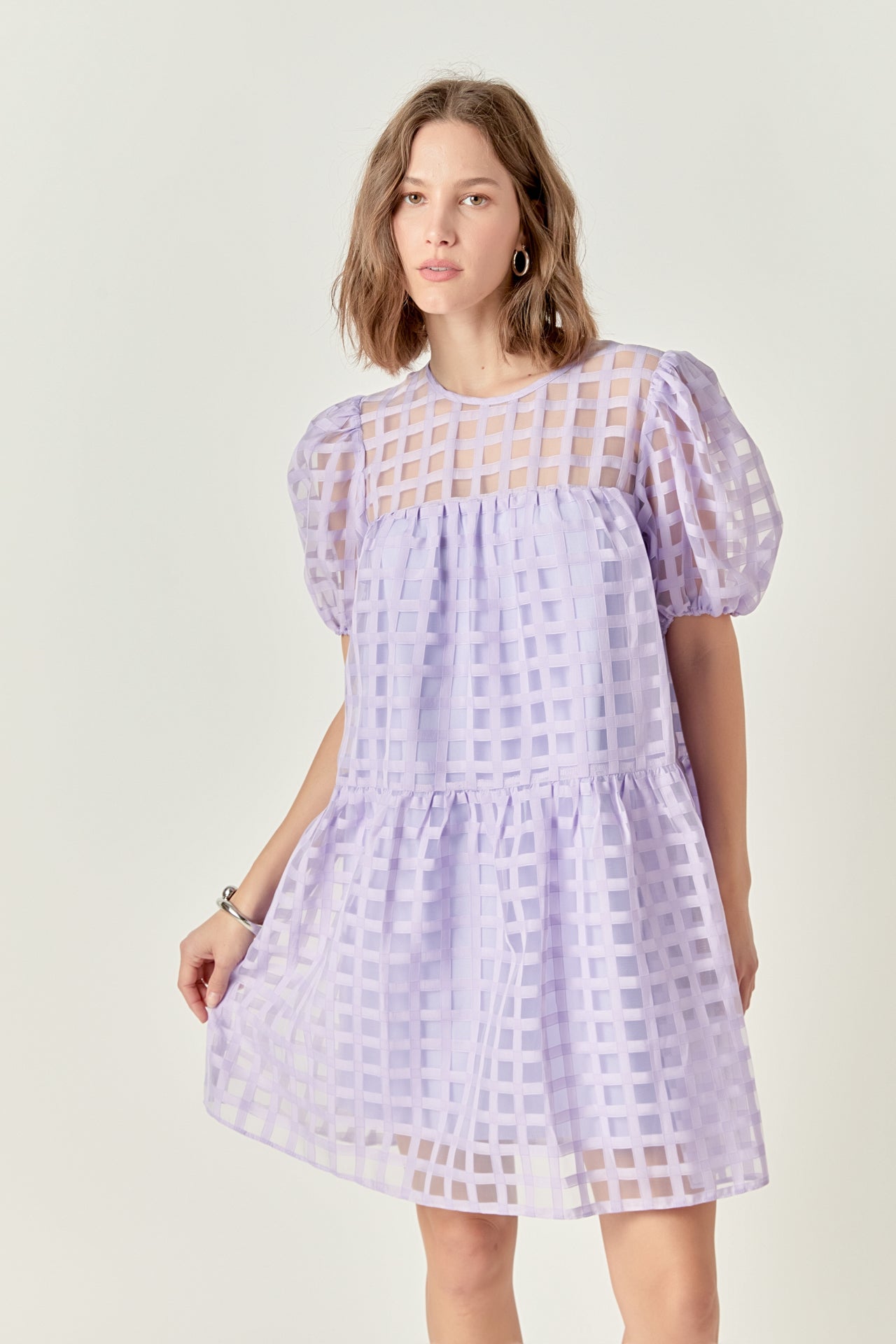 ENGLISH FACTORY - Gridded Organza Mini Dress - DRESSES available at Objectrare