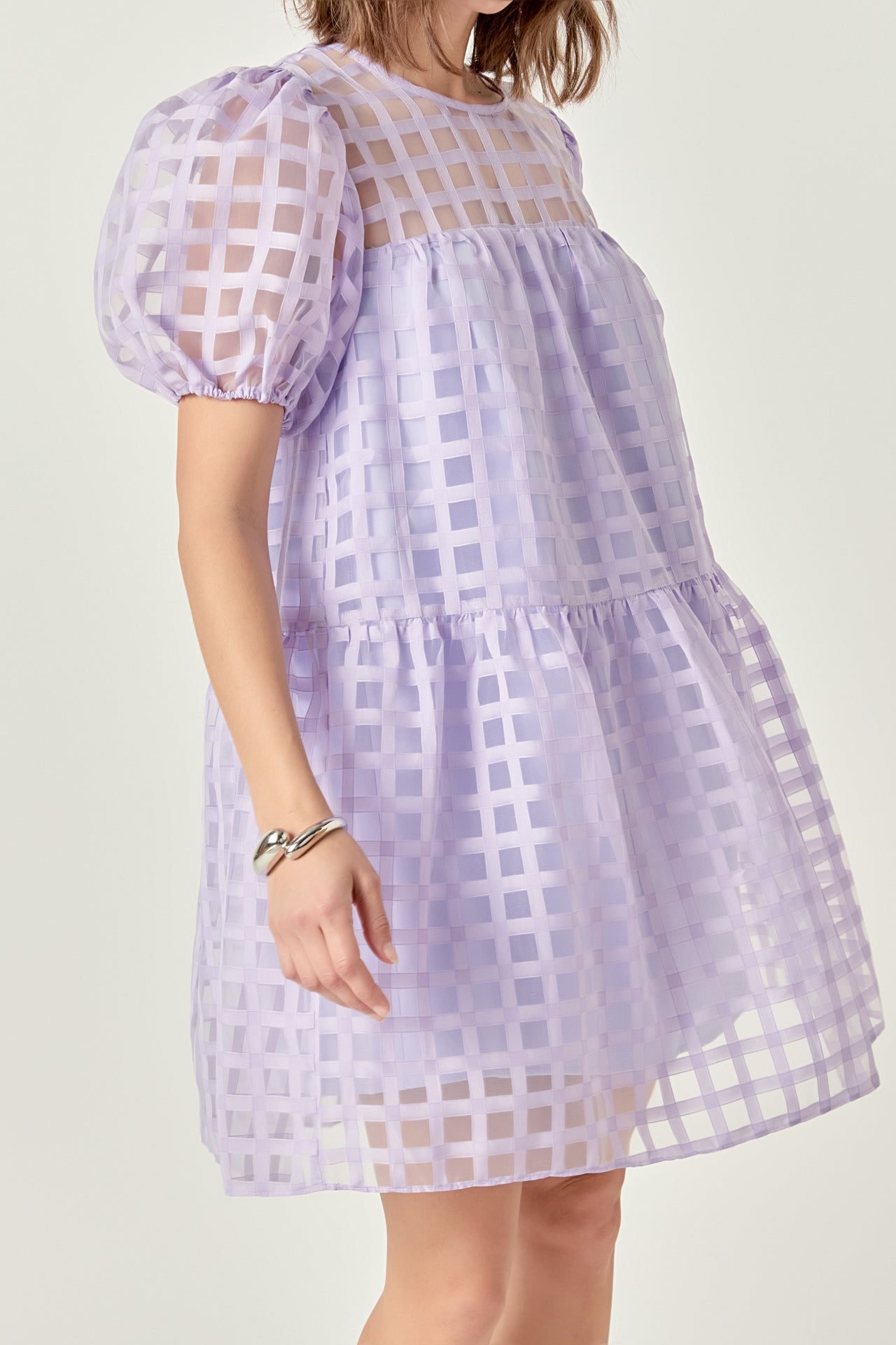 ENGLISH FACTORY - Gridded Organza Mini Dress - DRESSES available at Objectrare