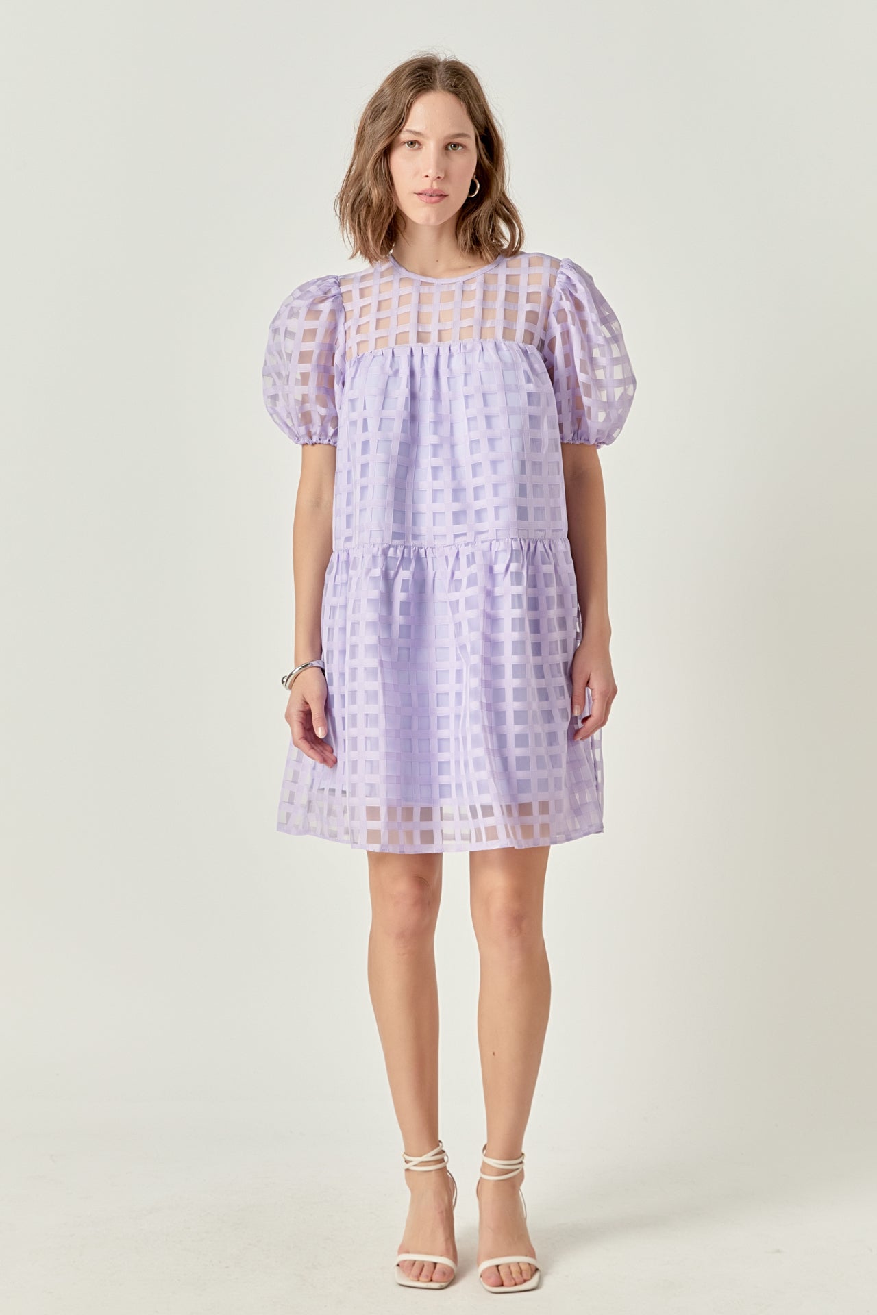 ENGLISH FACTORY - Gridded Organza Mini Dress - DRESSES available at Objectrare