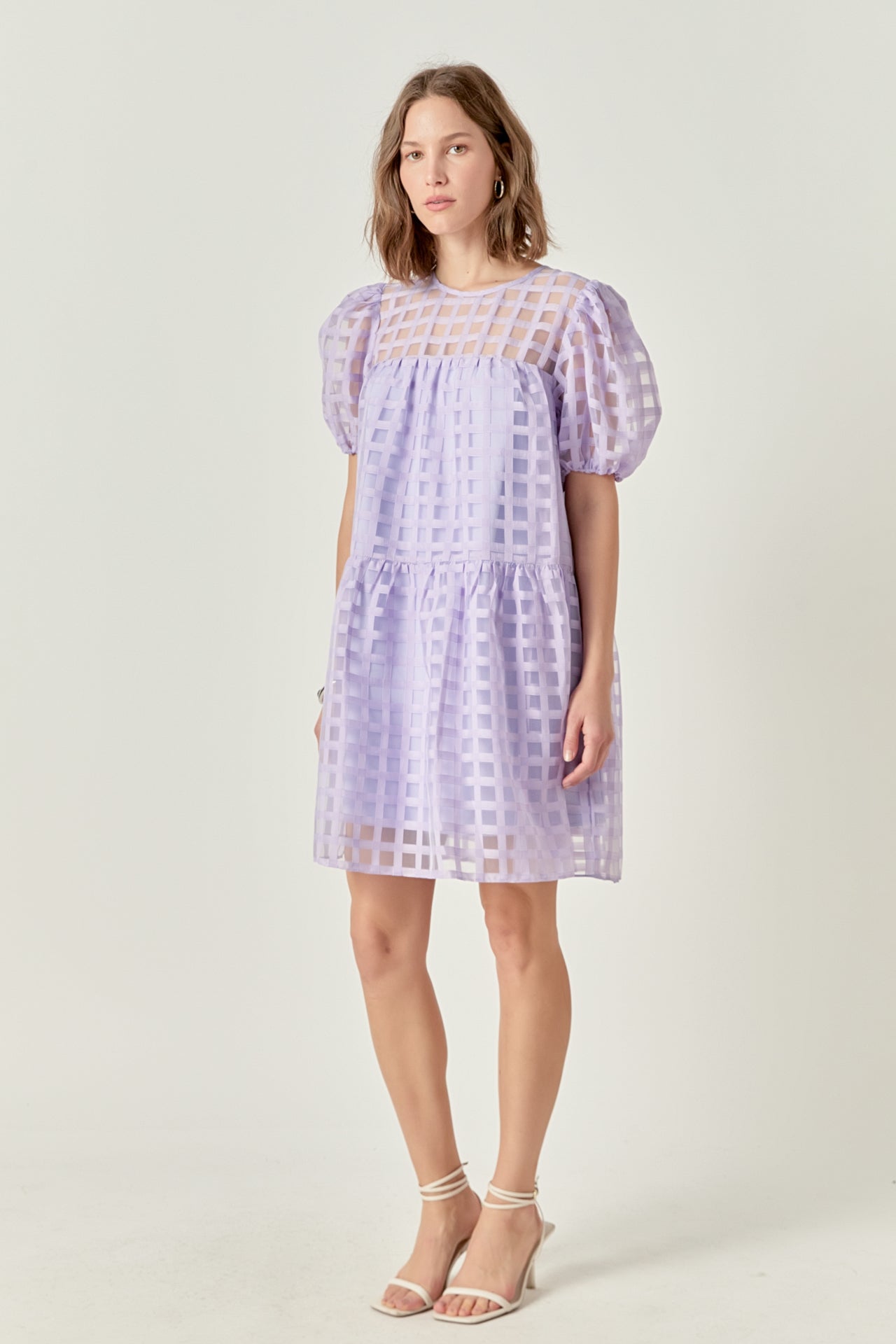 ENGLISH FACTORY - Gridded Organza Mini Dress - DRESSES available at Objectrare