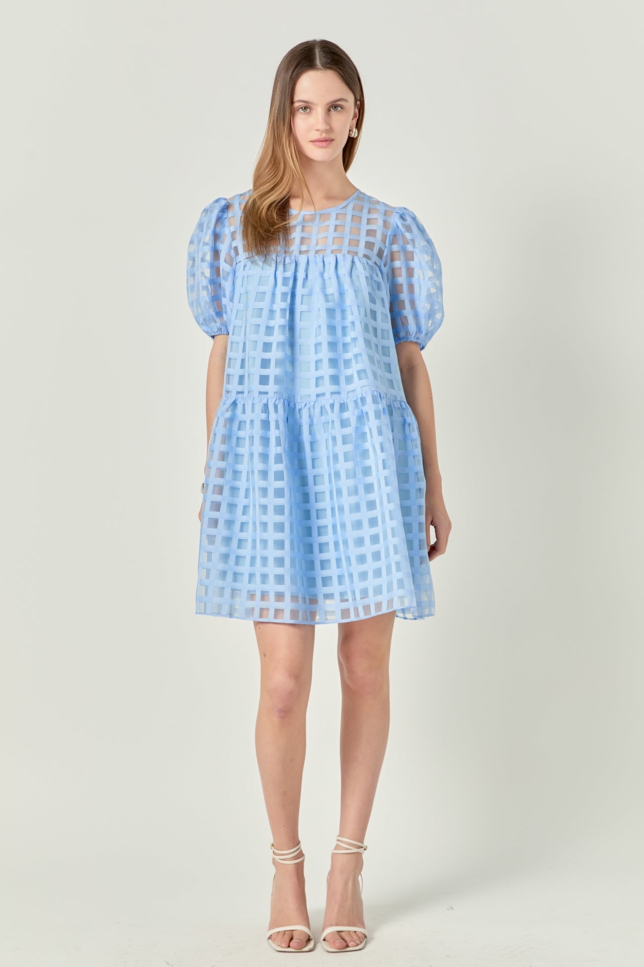 Gridded Organza Mini Dress