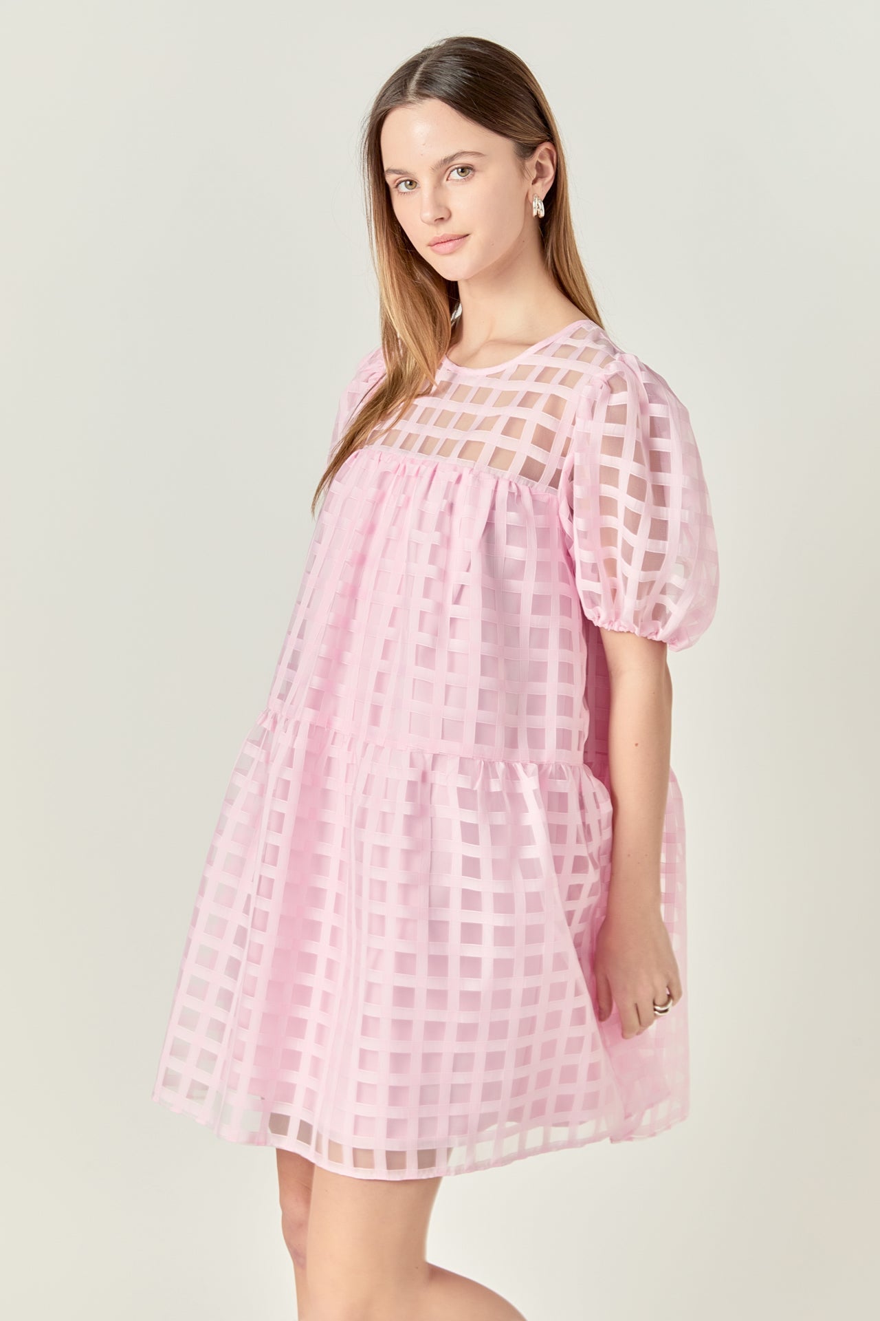 ENGLISH FACTORY - Gridded Organza Mini Dress - DRESSES available at Objectrare