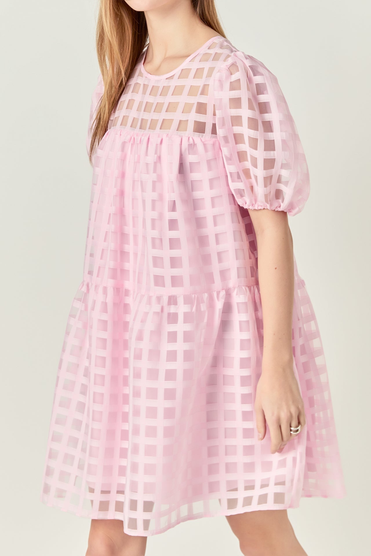ENGLISH FACTORY - Gridded Organza Mini Dress - DRESSES available at Objectrare
