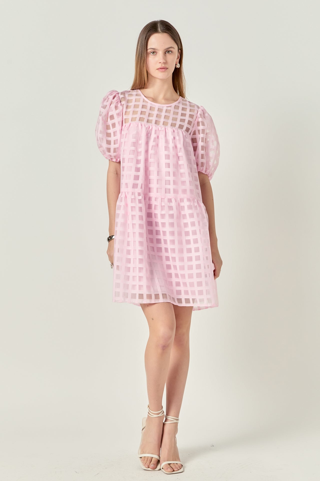 ENGLISH FACTORY - Gridded Organza Mini Dress - DRESSES available at Objectrare