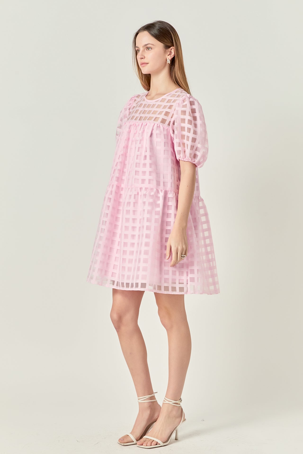 ENGLISH FACTORY - Gridded Organza Mini Dress - DRESSES available at Objectrare
