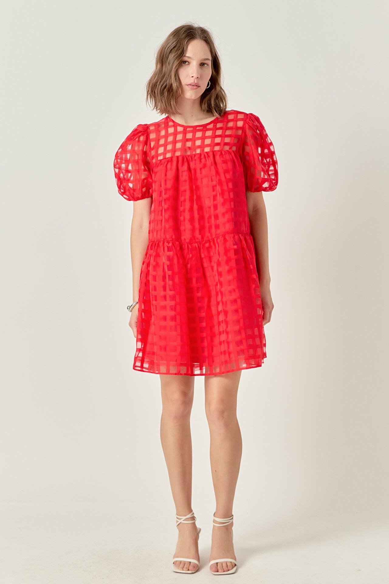 ENGLISH FACTORY - Gridded Organza Mini Dress - DRESSES available at Objectrare