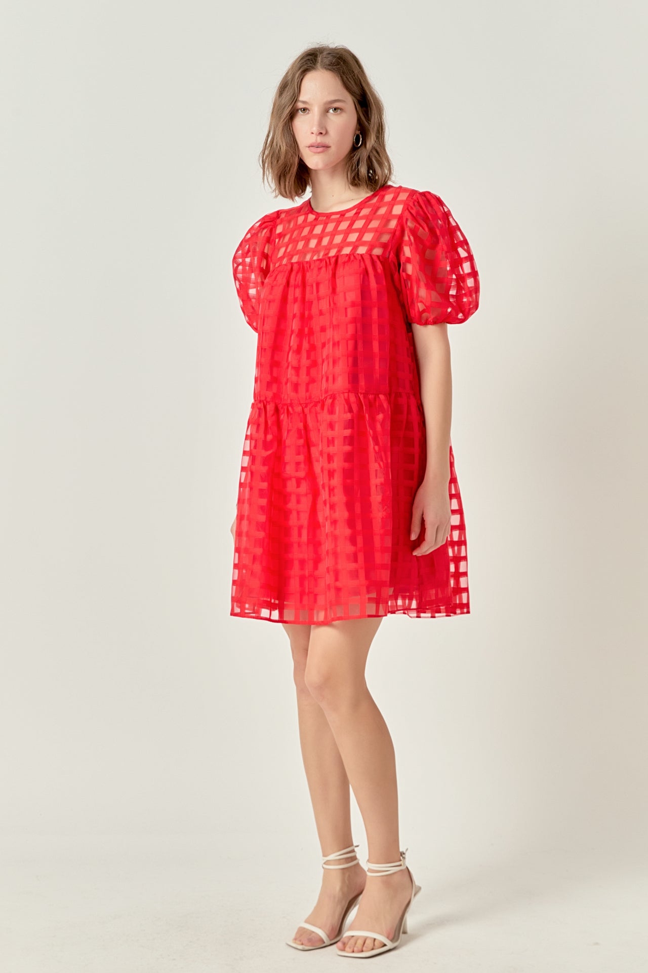 ENGLISH FACTORY - Gridded Organza Mini Dress - DRESSES available at Objectrare