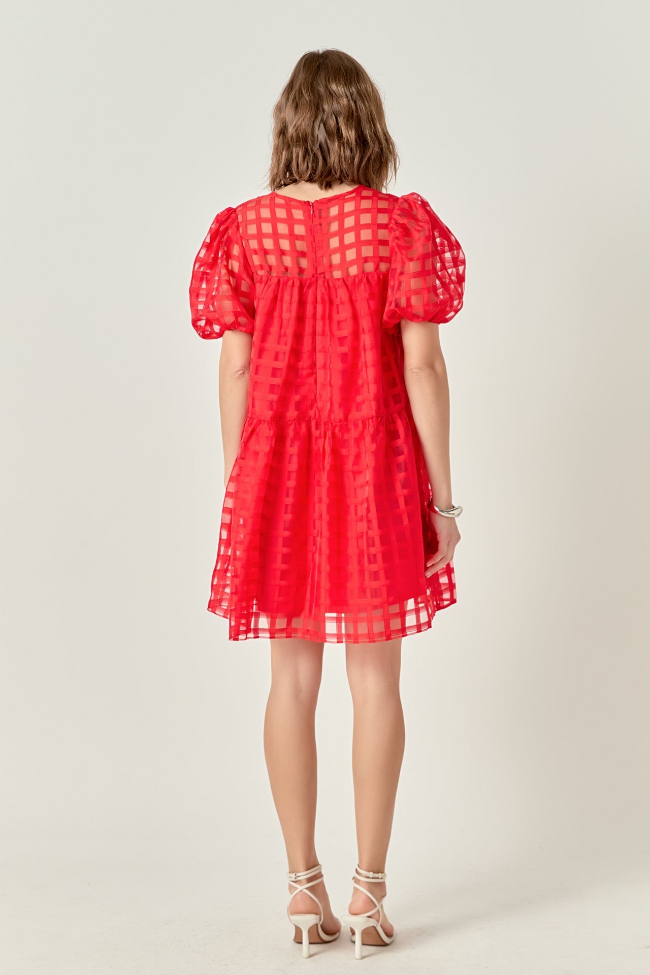 ENGLISH FACTORY - Gridded Organza Mini Dress - DRESSES available at Objectrare