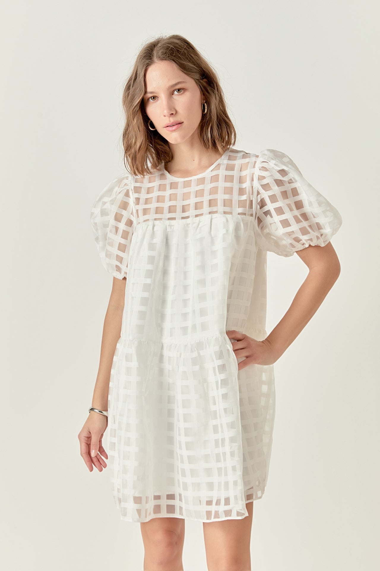 ENGLISH FACTORY - Gridded Organza Mini Dress - DRESSES available at Objectrare
