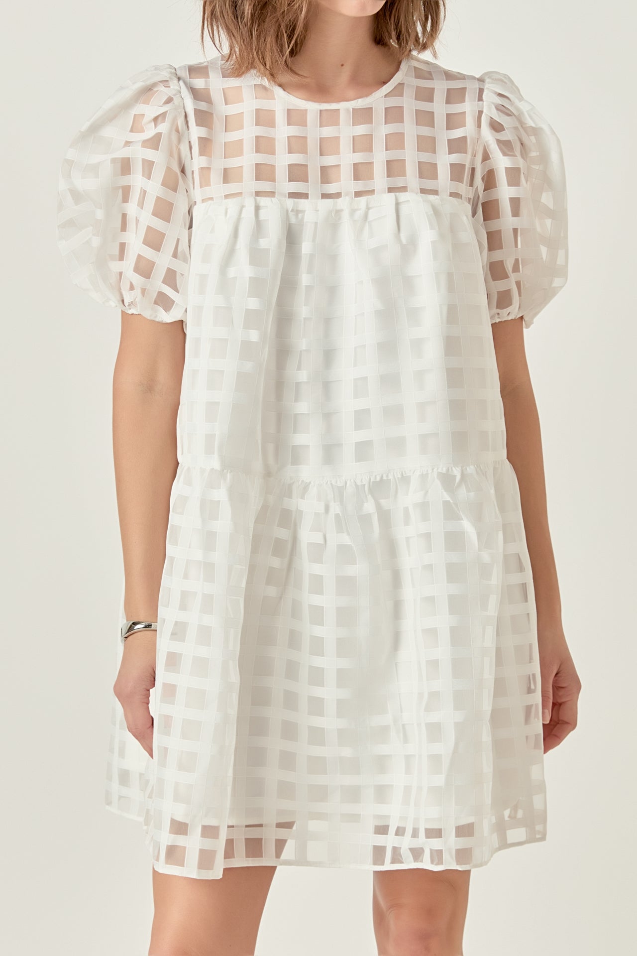 ENGLISH FACTORY - Gridded Organza Mini Dress - DRESSES available at Objectrare